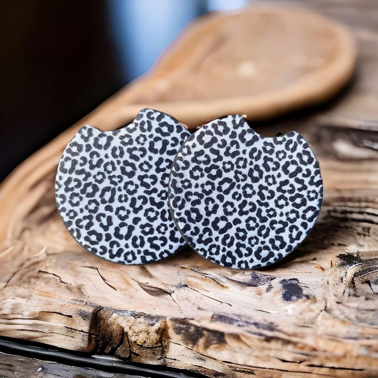 Snow Leopard Car Coaster 2 Pack