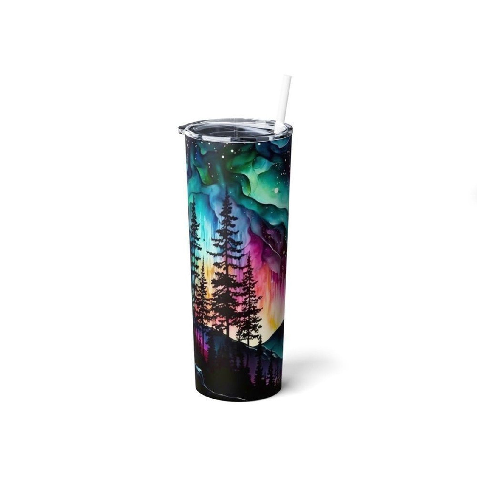 Northern Lights 20oz Steel Tumbler With Straw