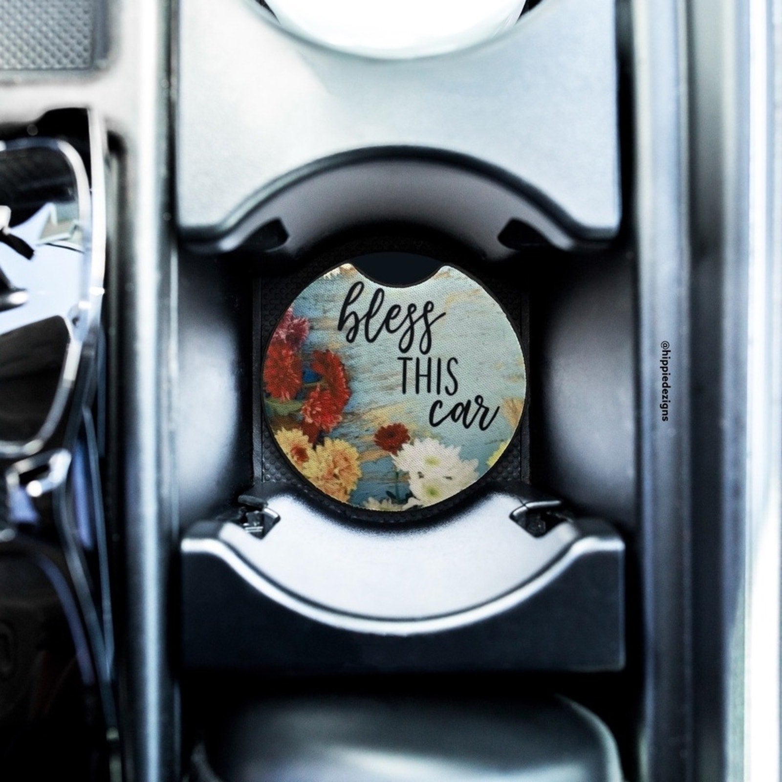 Bless This Car Floral Car Coaster 2 Pack | Car Accessories | Coasters