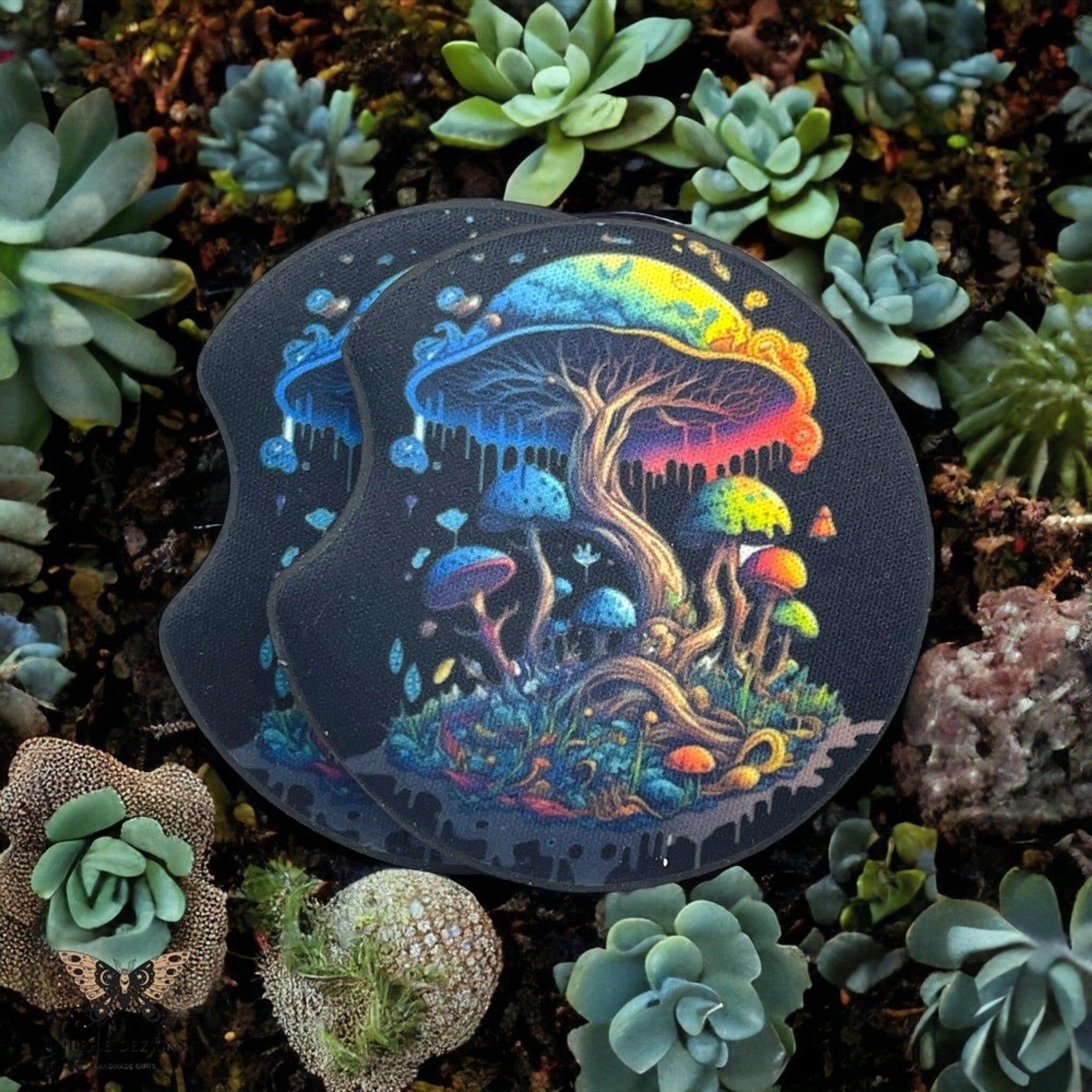 Mushroom Tree Of Life Car Coaster Set