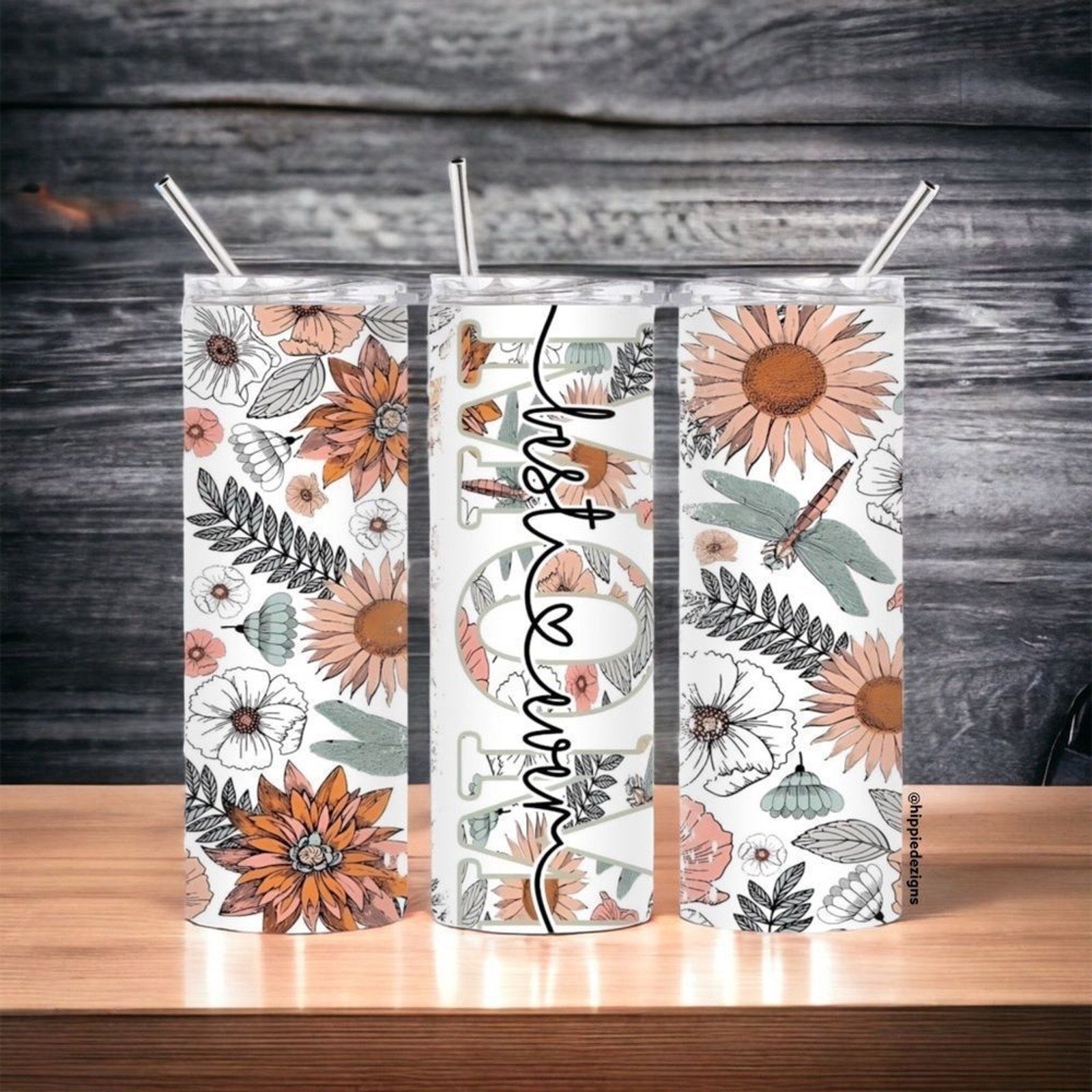 Floral Best Mom Ever 20oz Steel Tumbler With Lid & Straw