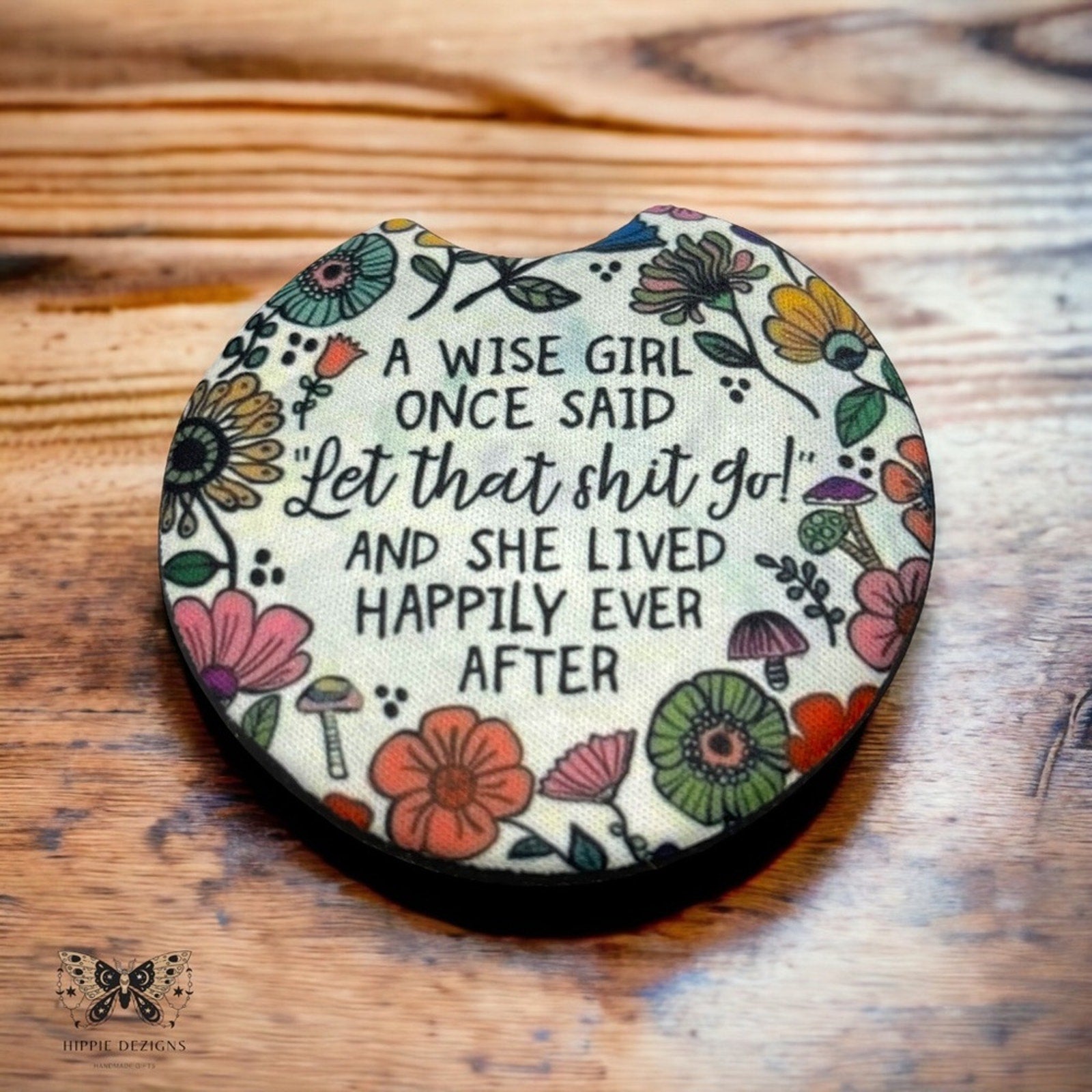 A Wise Girl Floral Car Coaster Set | Car Accessories