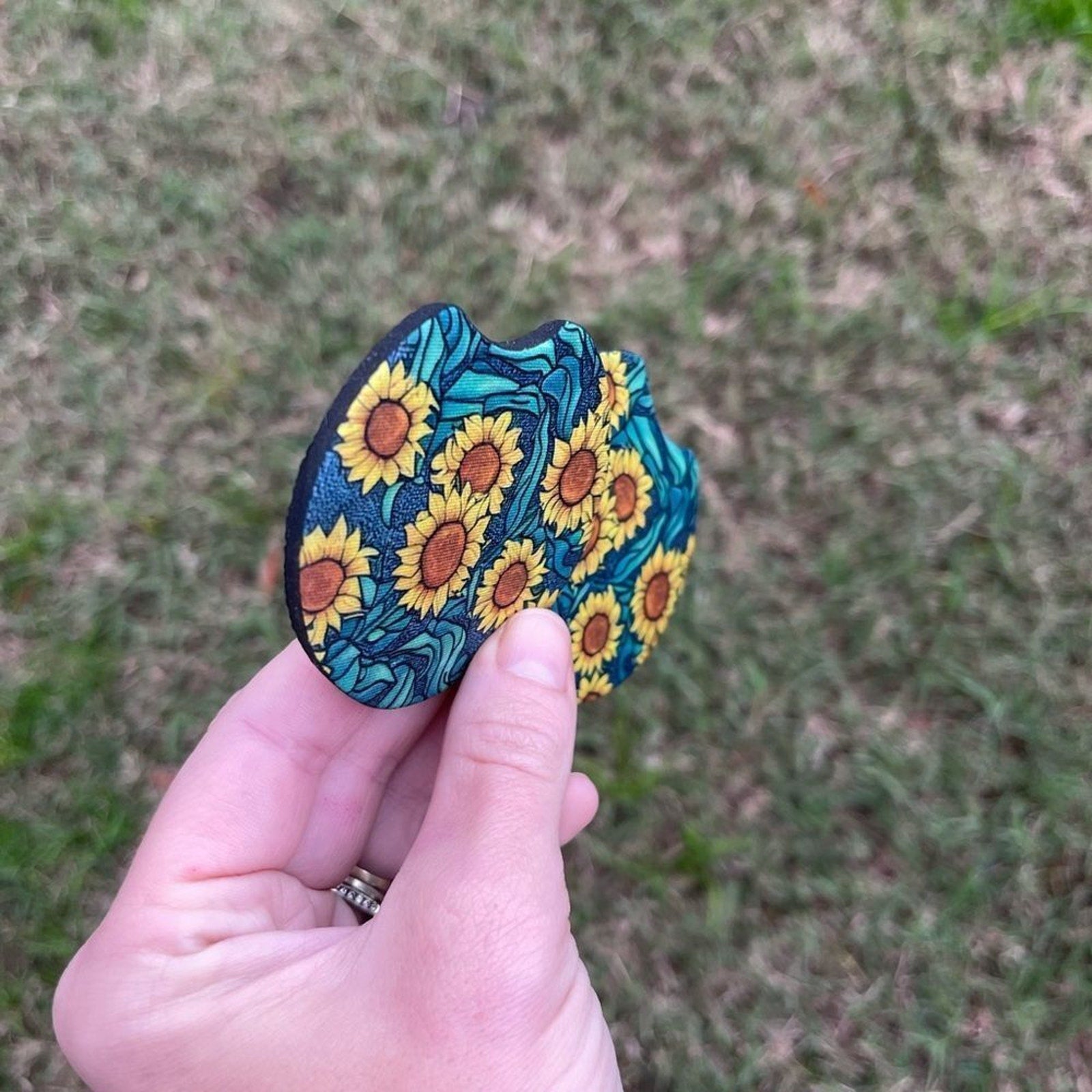 Sunflower Fields Car Coaster Set | Car Accessories