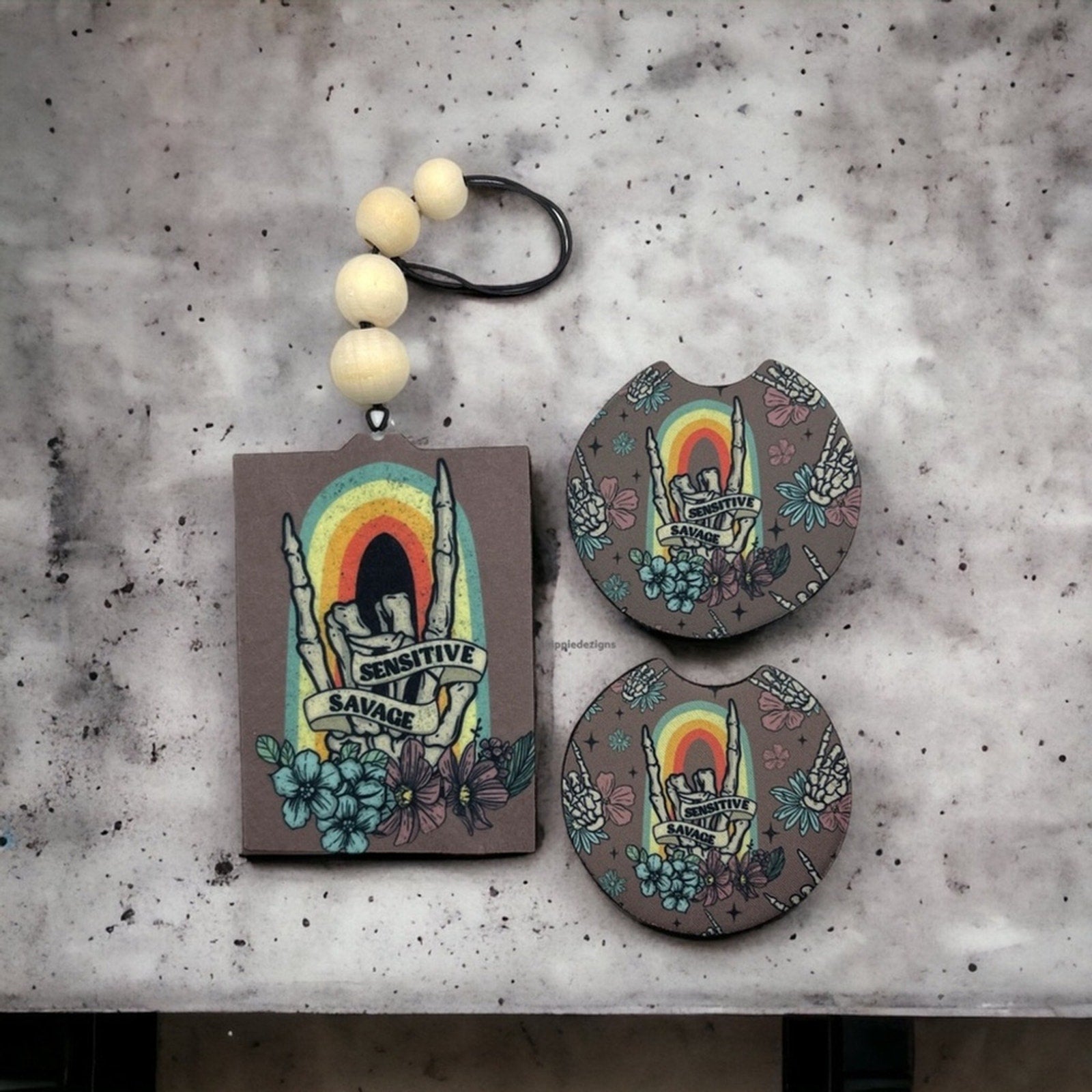 Sensitive Savage Car Coaster & Air Freshener 3 Pack