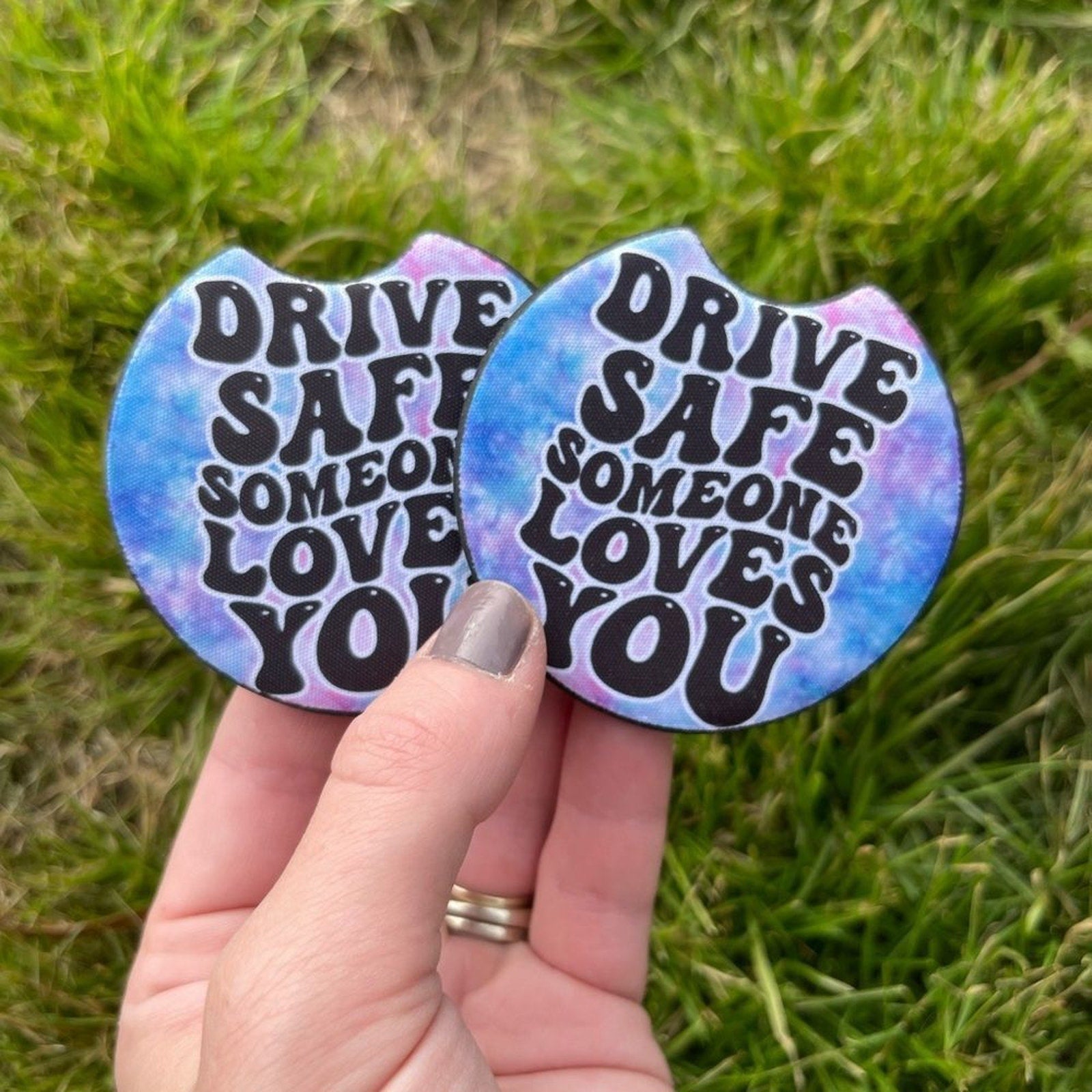 Tie Dye Drive Safe Car Coaster & Keychain Set | Tie Dye Car Accessories