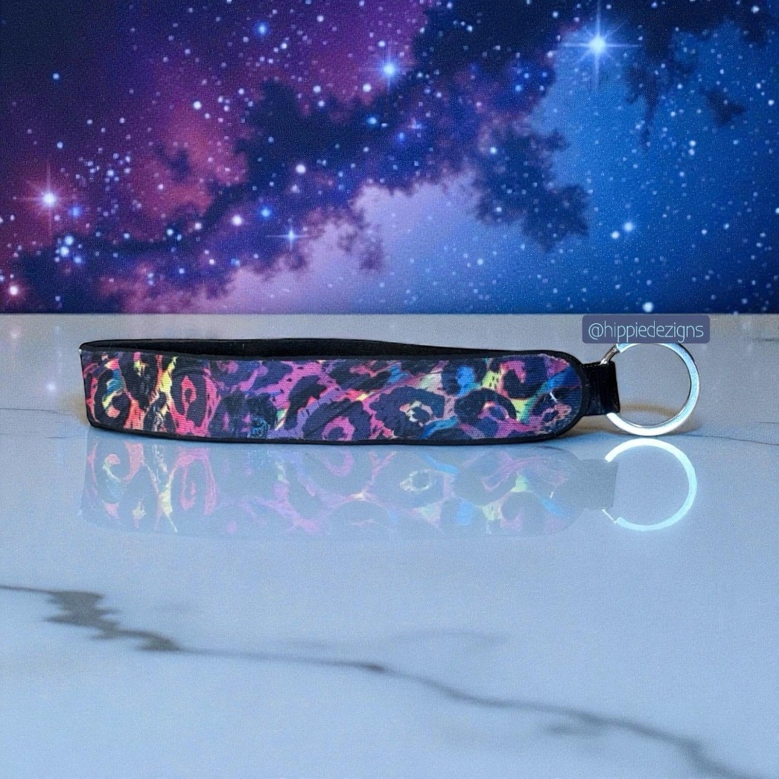 Handmade Rainbow Animal Print Lanyard Keychain