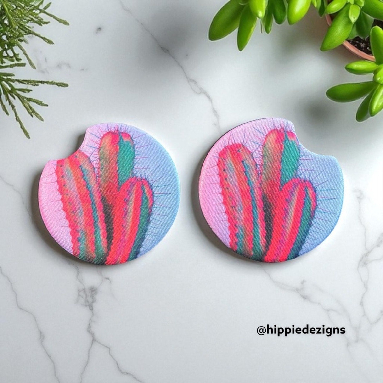 Colorful Cactus Car Coasters