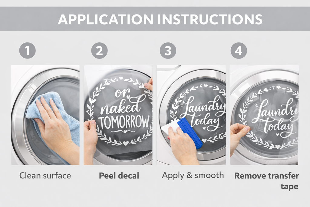 Laundry Room Washer Dryer Decals | “Laundry Today or Naked Tomorrow” Vinyl Washer Dryer Door Decal Set | Farmhouse Laundry Room Decor