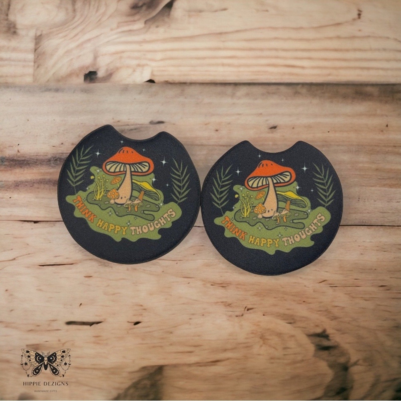 Think Happy Thoughts Car Coasters