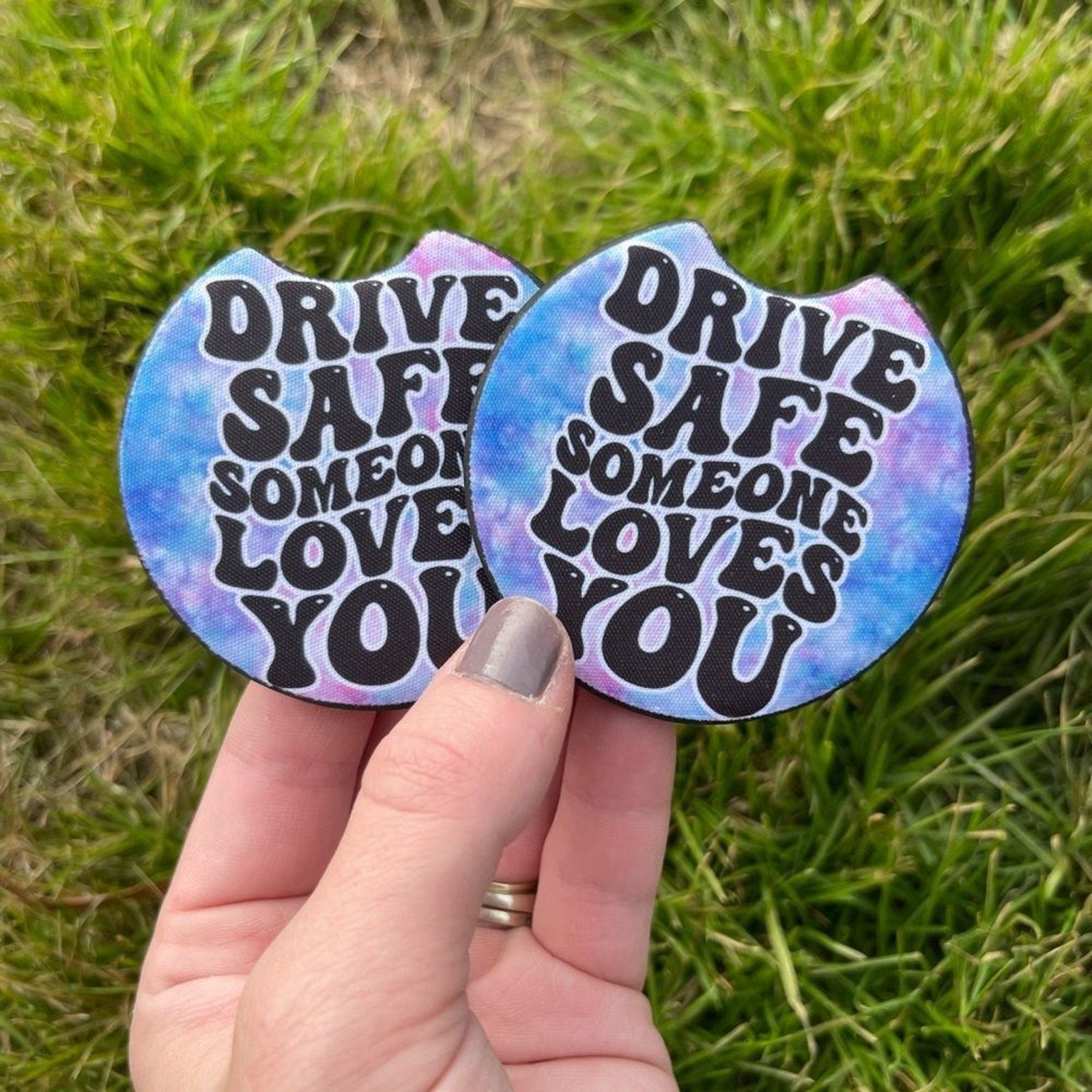 Tie Dye Drive Safe Car Coaster & Keychain Set | Tie Dye Car Accessories