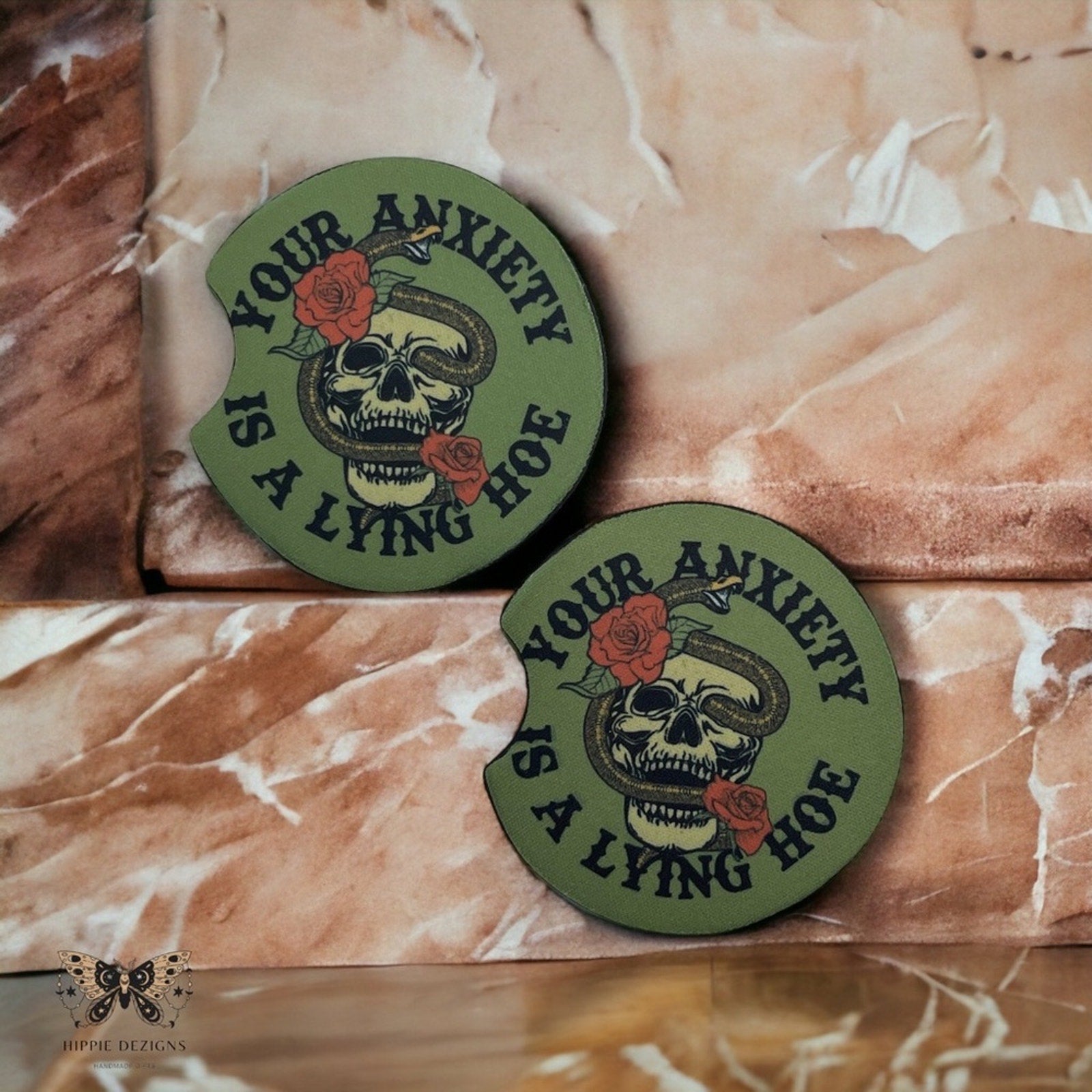 Your Anxiety Is Lying Car Coaster Set