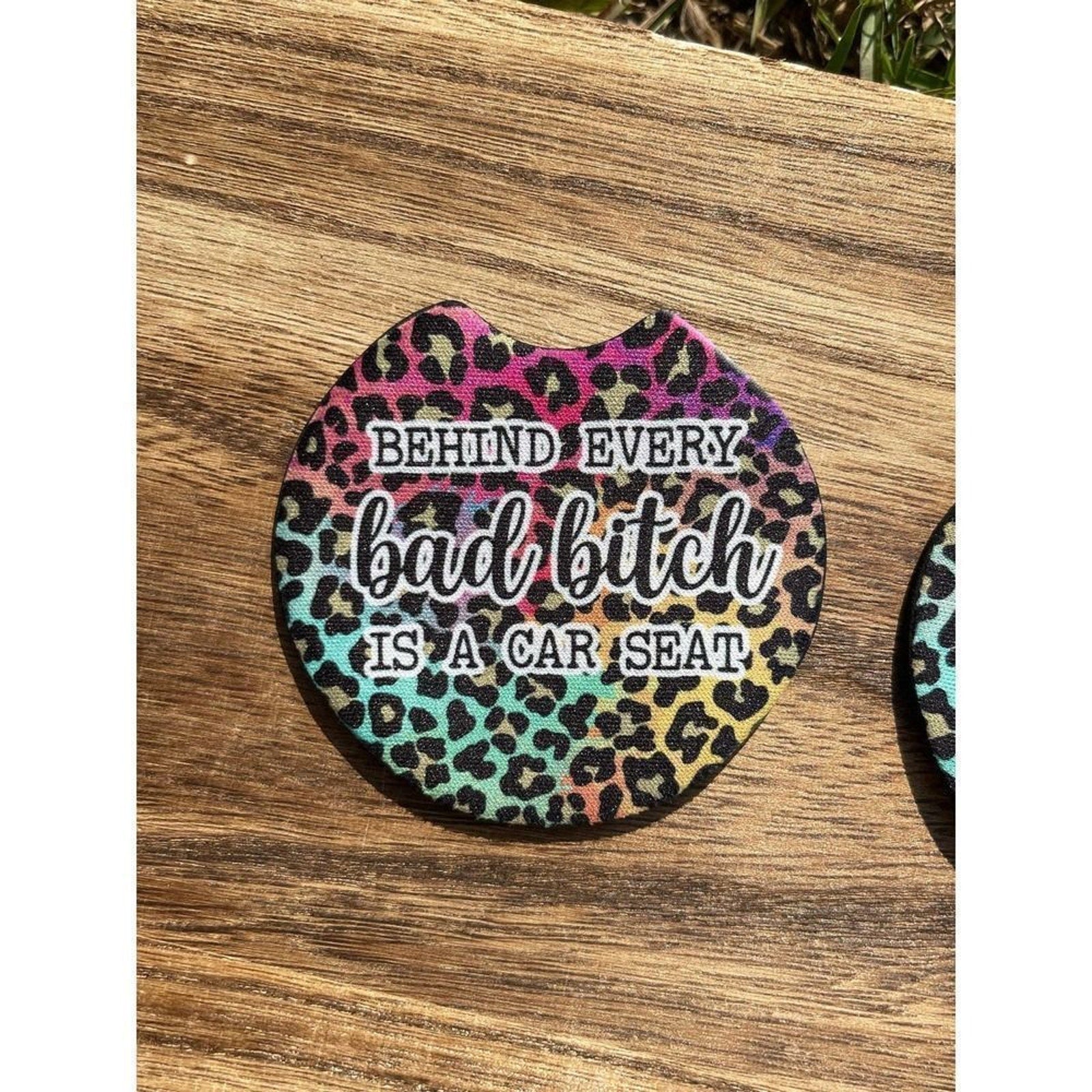 Behind Every Mom Is A Car Seat Animal Print Car Coasters | Car Accessories