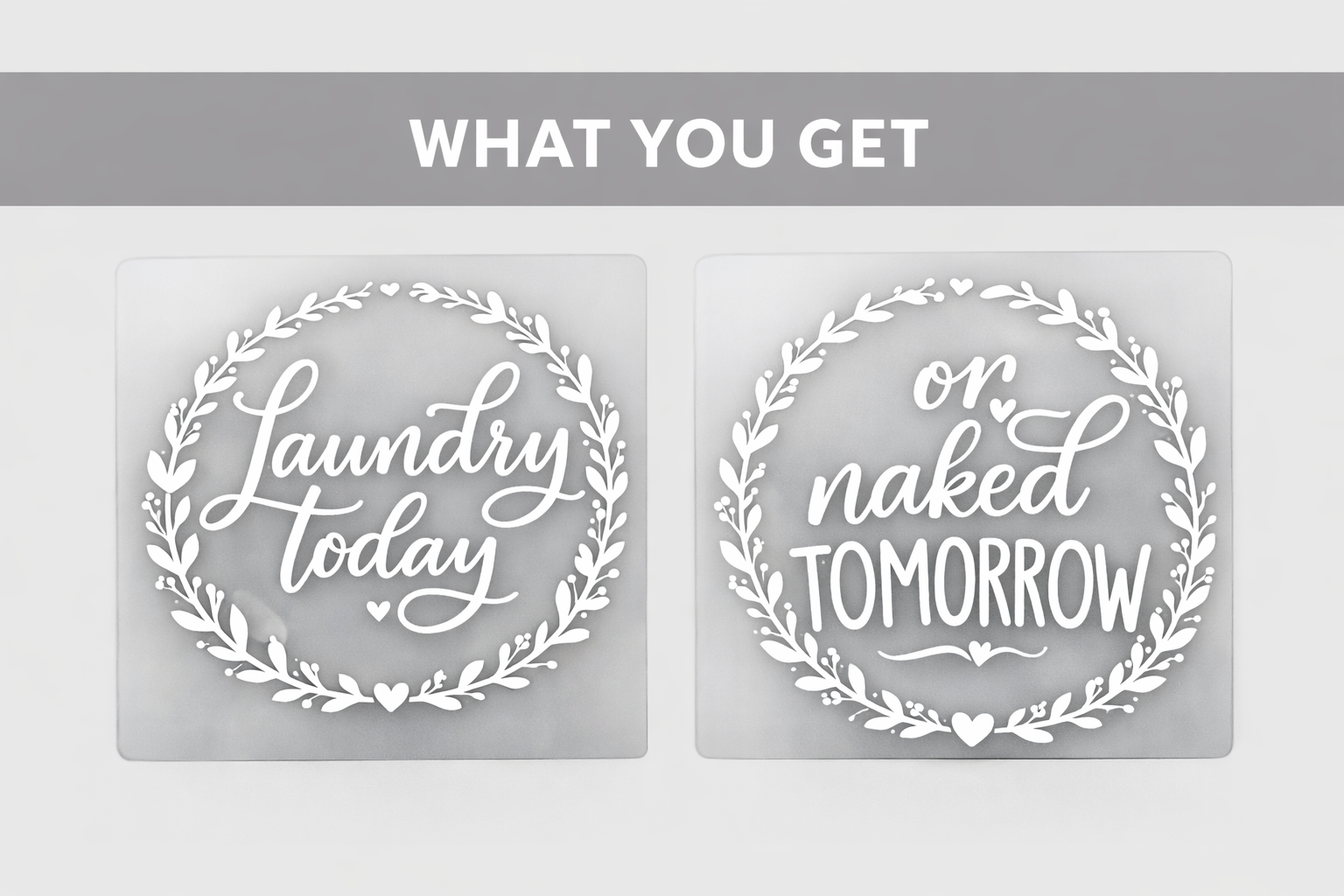 Laundry Room Washer Dryer Decals | “Laundry Today or Naked Tomorrow” Vinyl Washer Dryer Door Decal Set | Farmhouse Laundry Room Decor