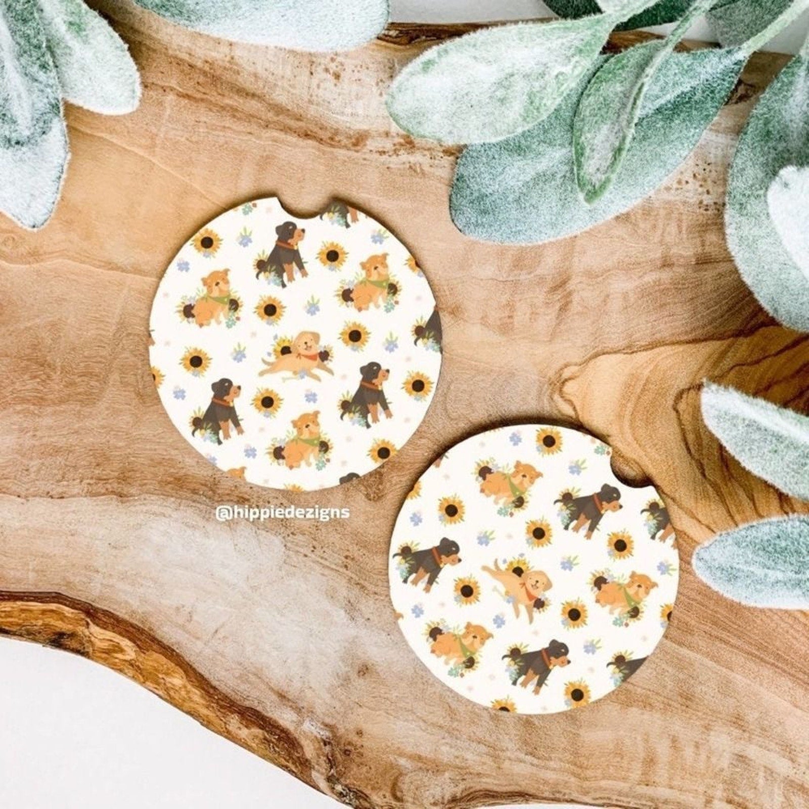 Floral Dog Lover Car Coaster Set | Dog Coaster Set | Dog Car Accessories