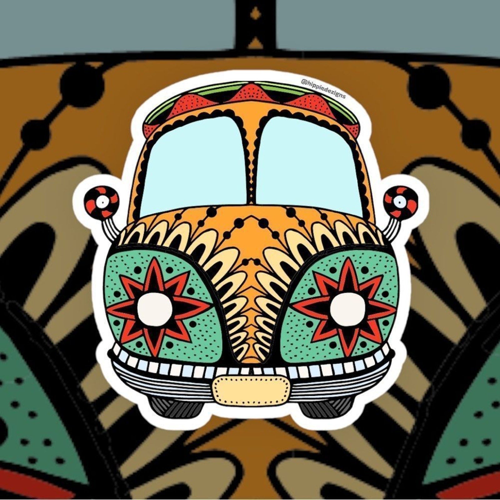 Retro Hippie Van Glossy Sticker
