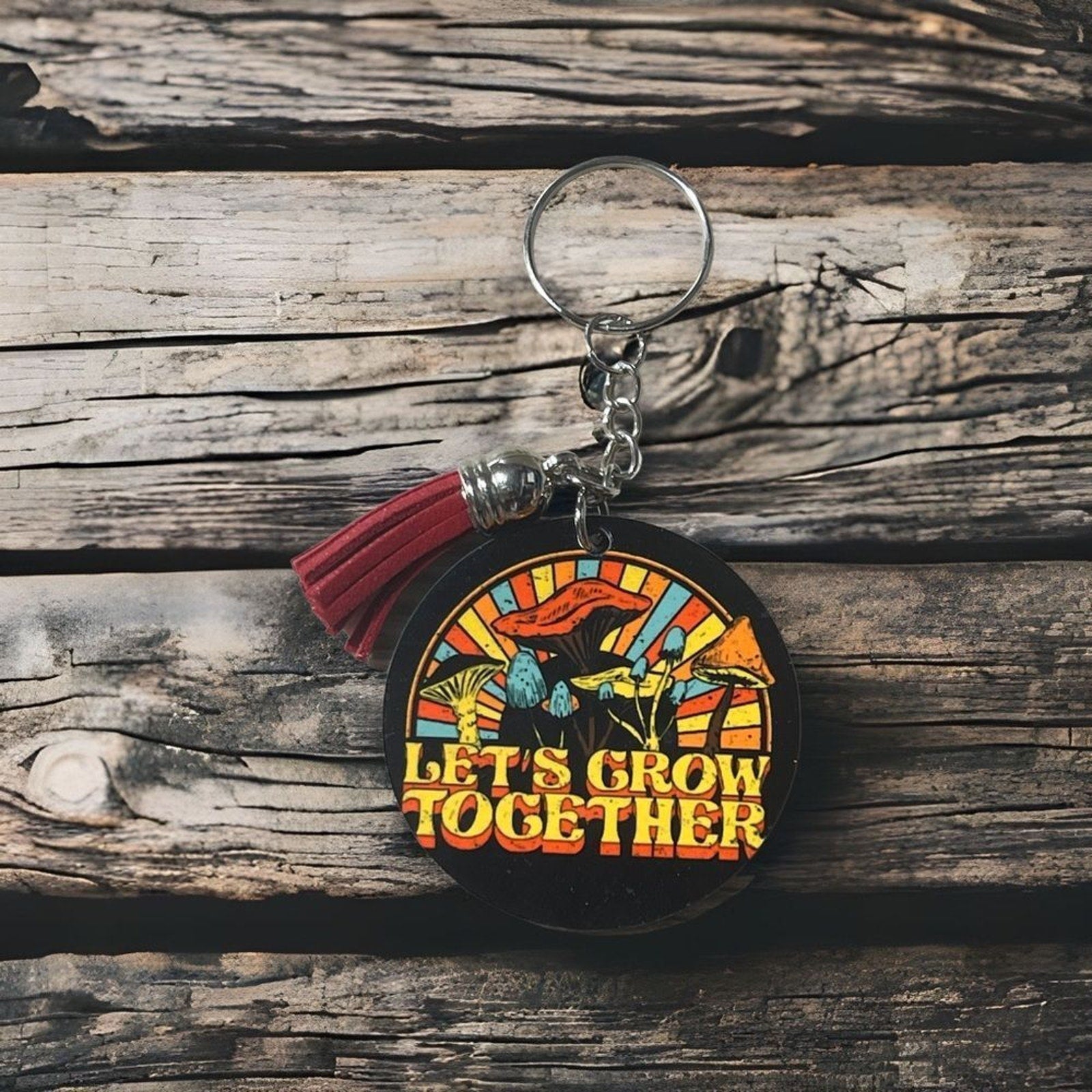 Let’s Grow Together Wooden Keychain