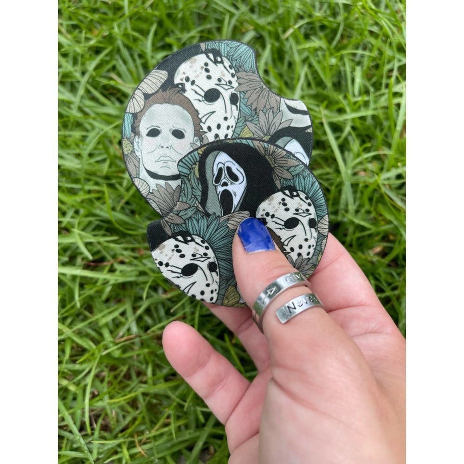 Floral Horror Icon Car Coaster 2 Pack