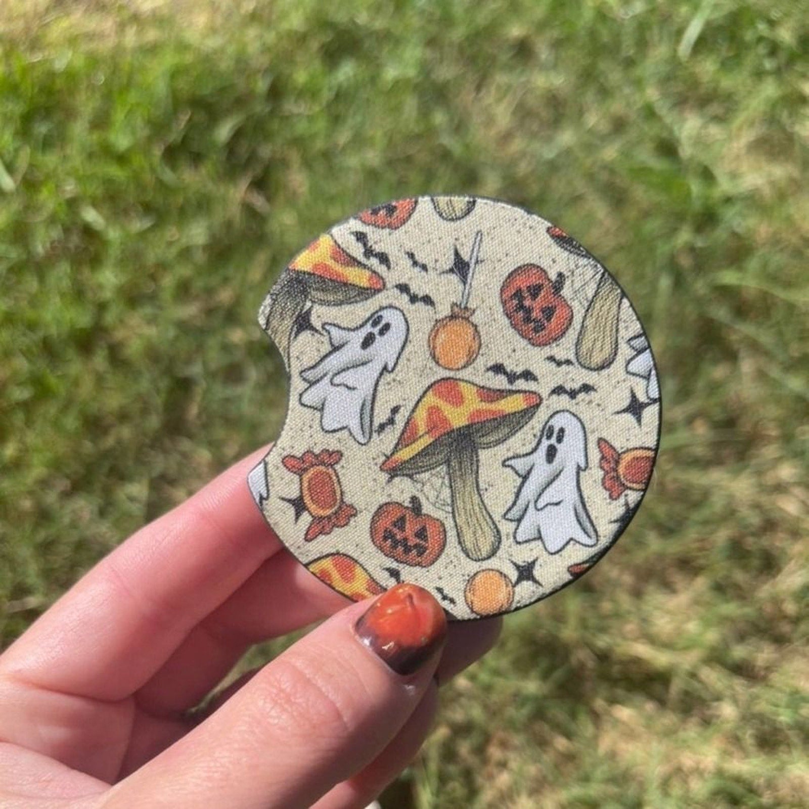 Ghost & Mushroom Halloween Car Coaster Set | Halloween Car Accessories