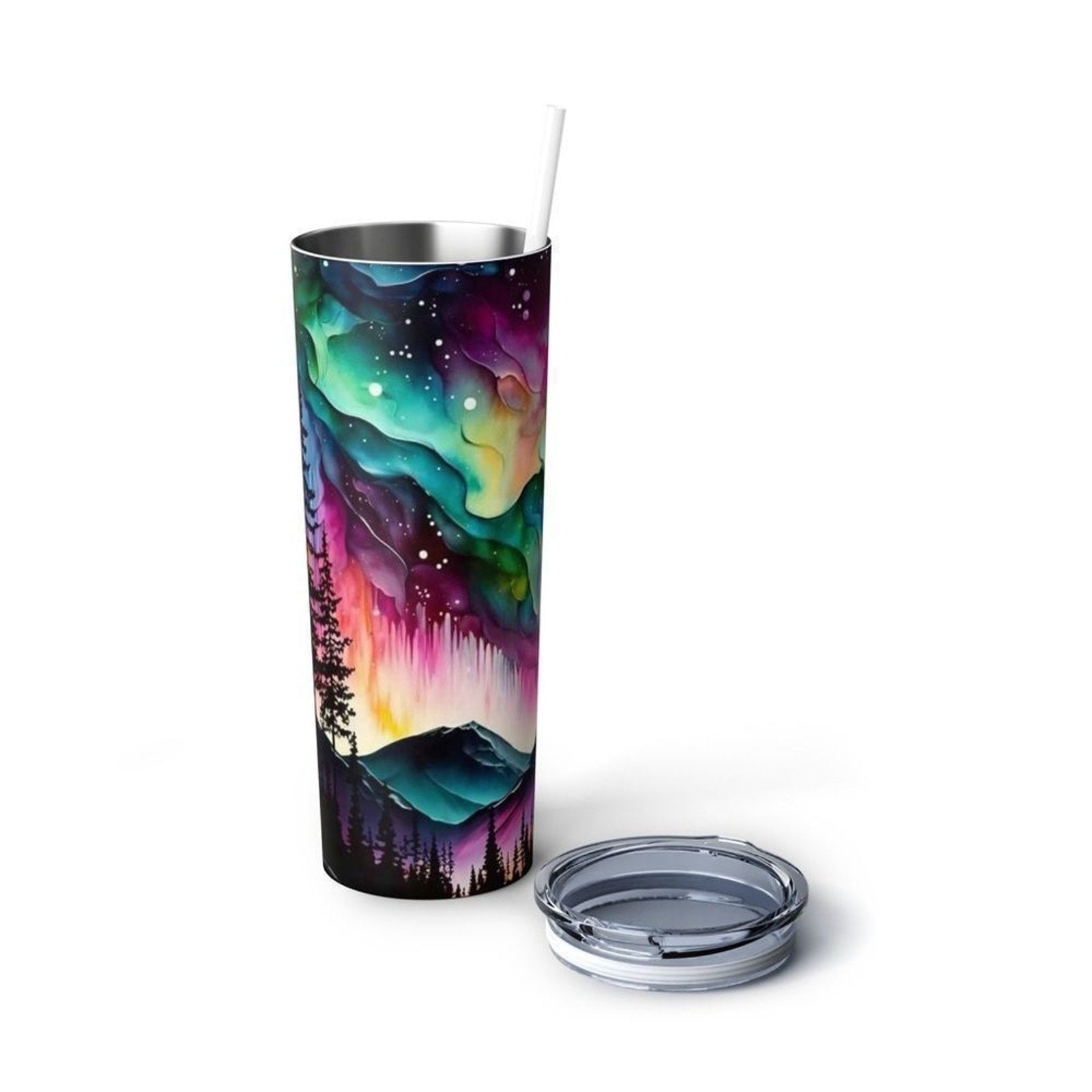 Northern Lights 20oz Steel Tumbler With Straw