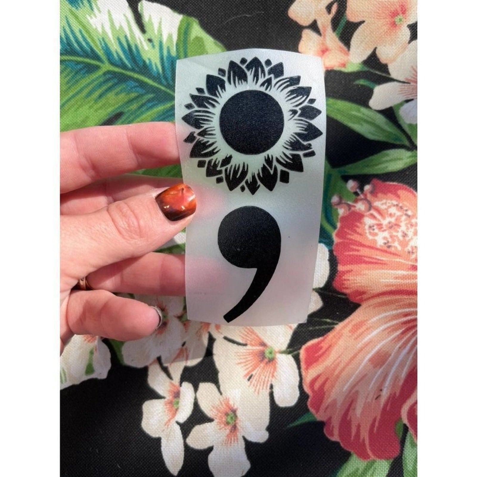 Sunflower Semicolon Vinyl Decal | Mental Health Decal | Laptop Decal