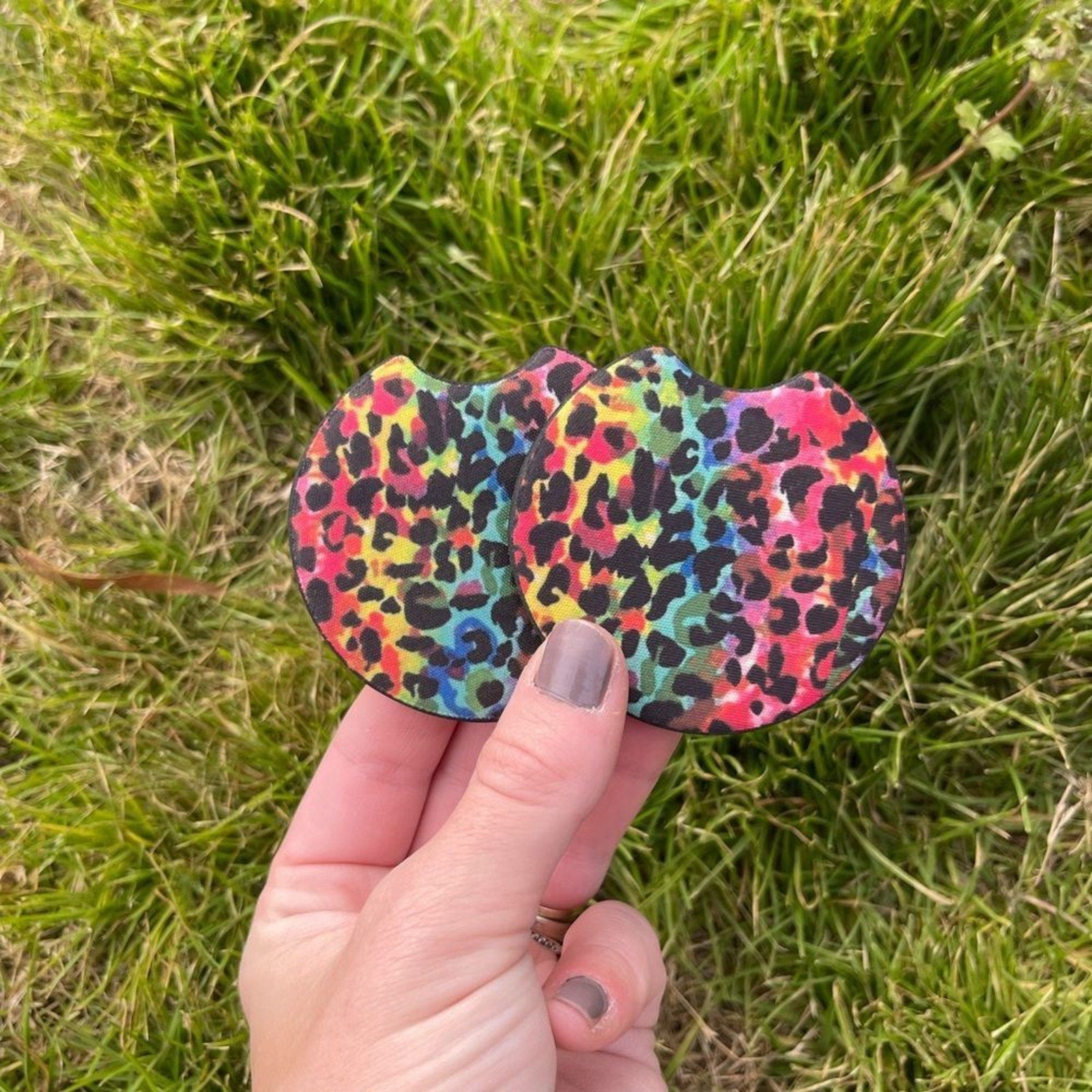 Tie Dye Animal Print Car Coaster Set | Car Accessories