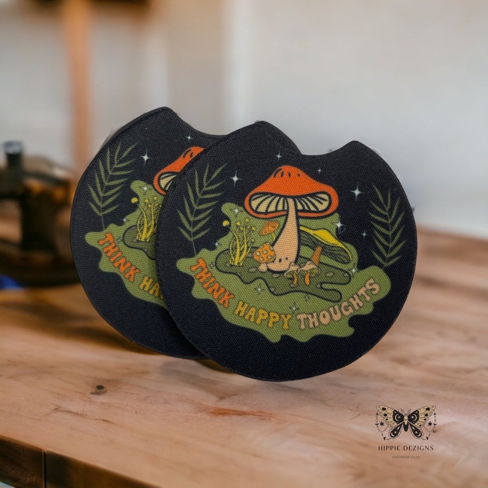 Think Happy Thoughts Car Coasters