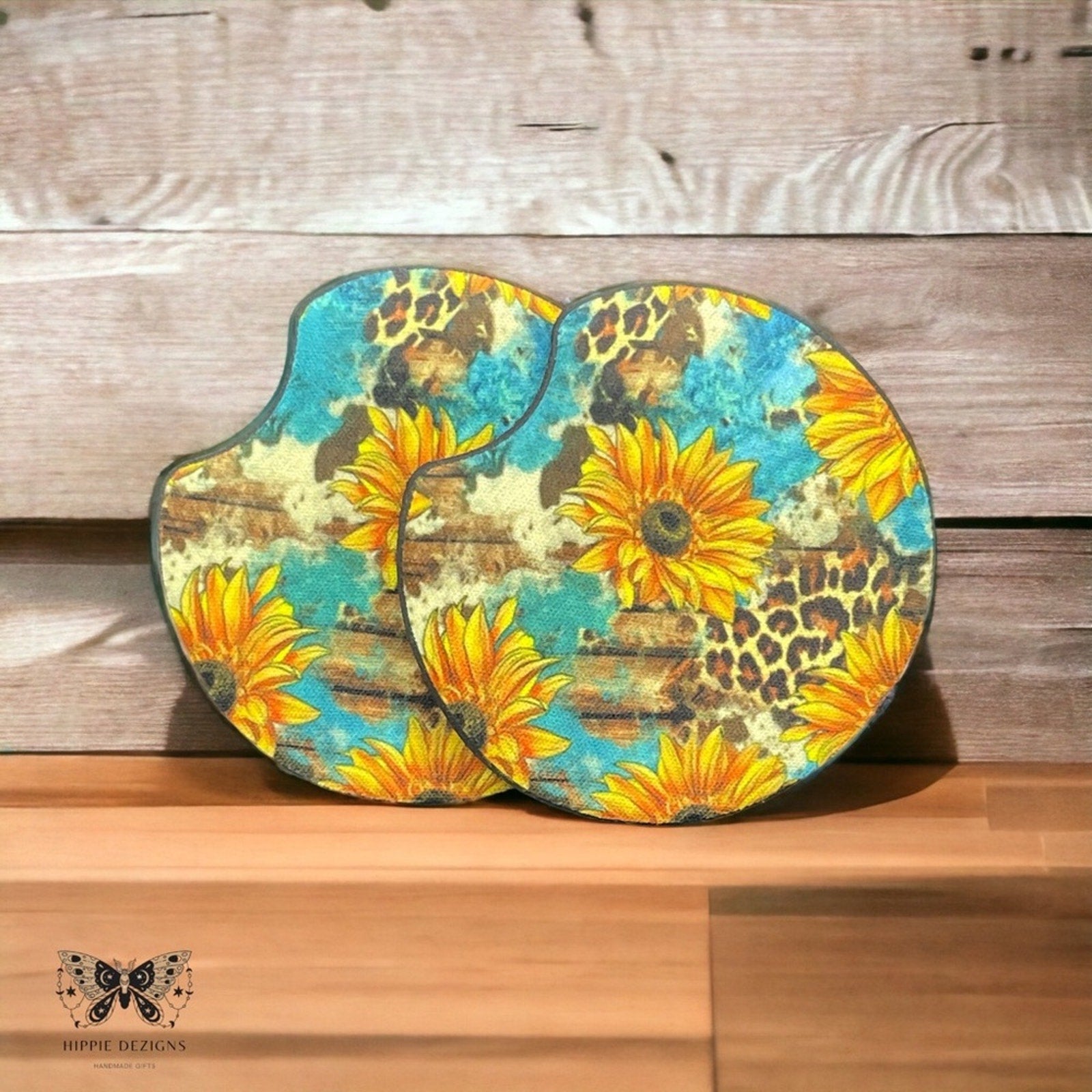 Teal Sunflower 🌻 Car Coaster 2 Pack