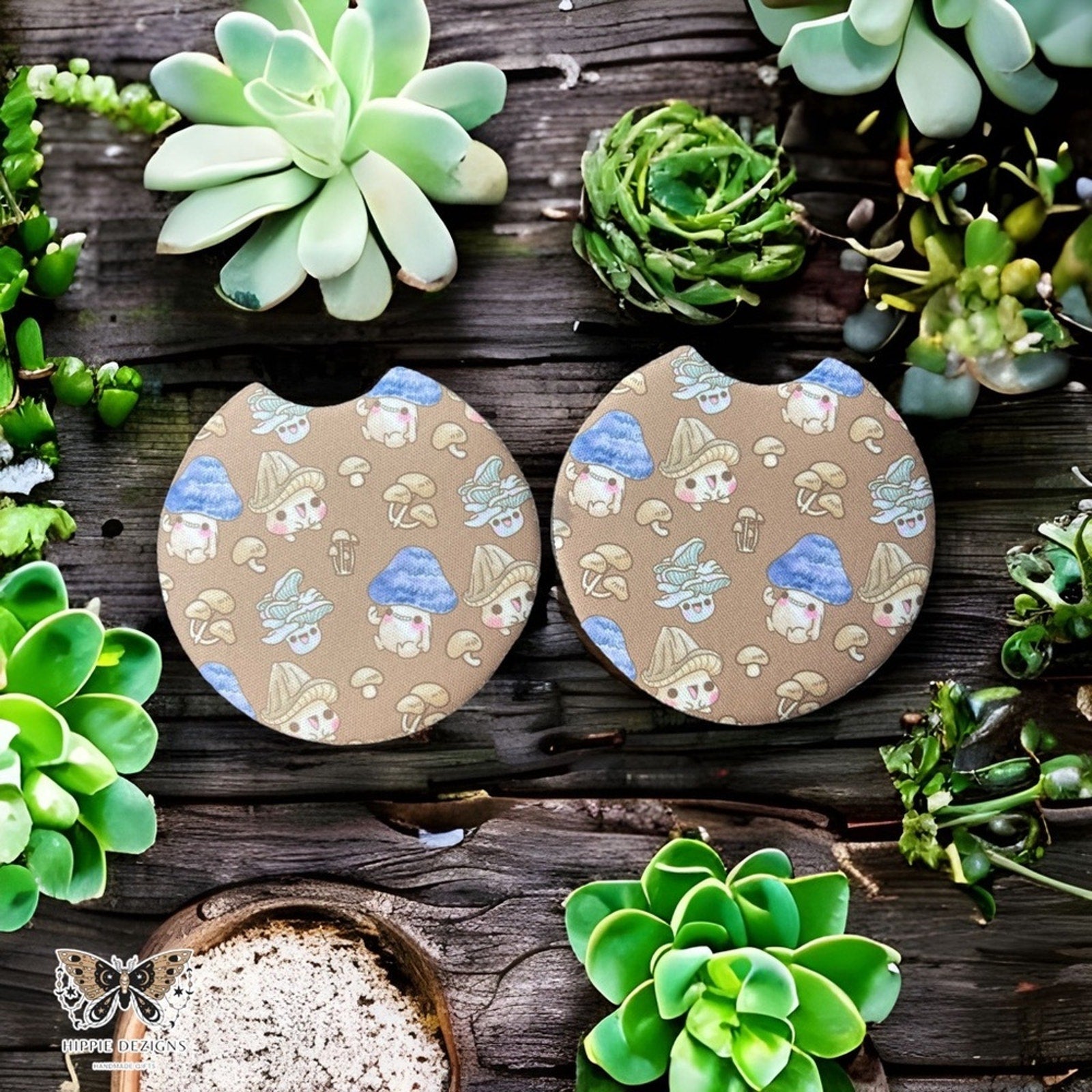 Cute Mushroom Car Coaster 2 Pack