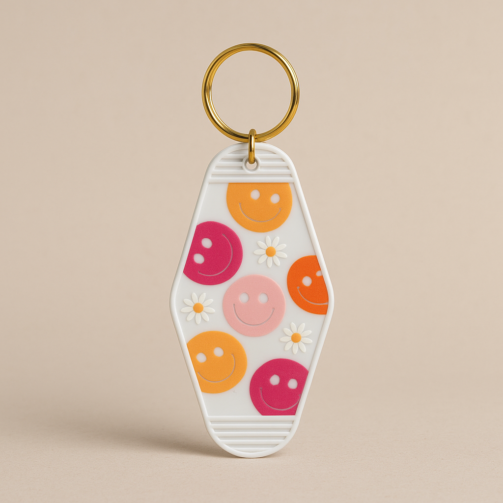 Customizable Groovy Motel Keychain