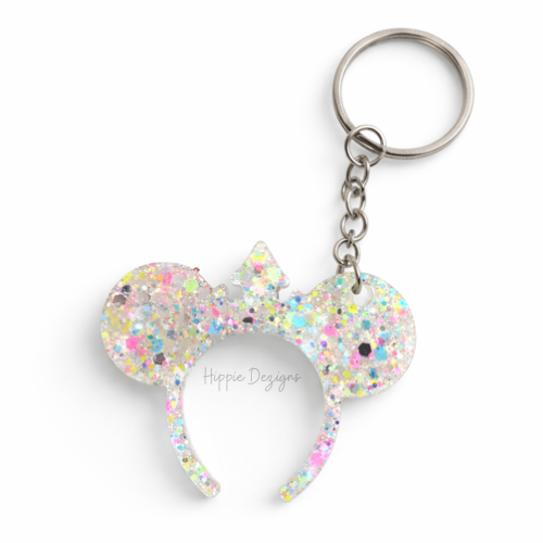 Crown Ears Glitter Keychain