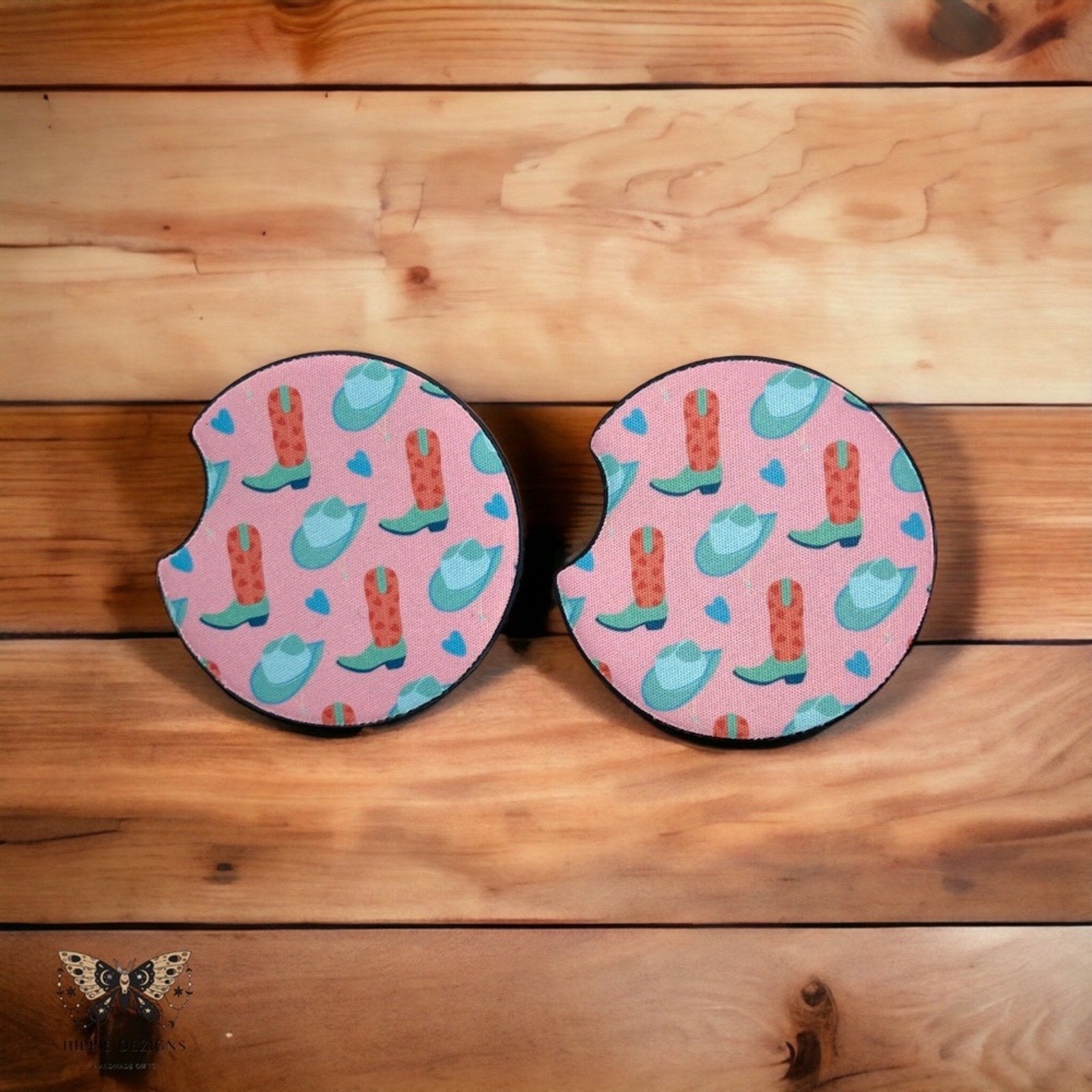 Pink Western Car Coaster Set | Fall Car Coaster Set | Cowgirl Gift