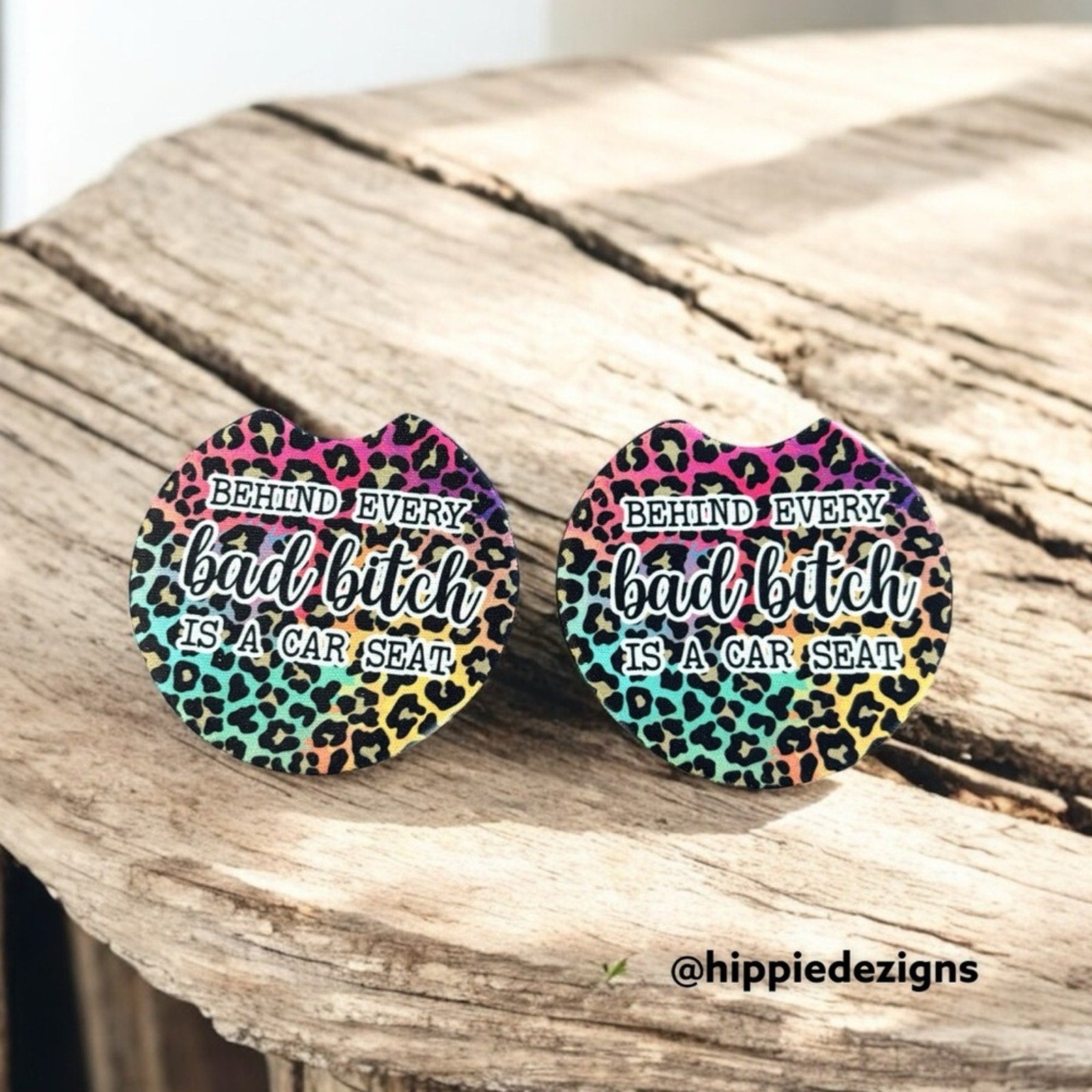 Behind Every Mom Is A Car Seat Animal Print Car Coasters | Car Accessories