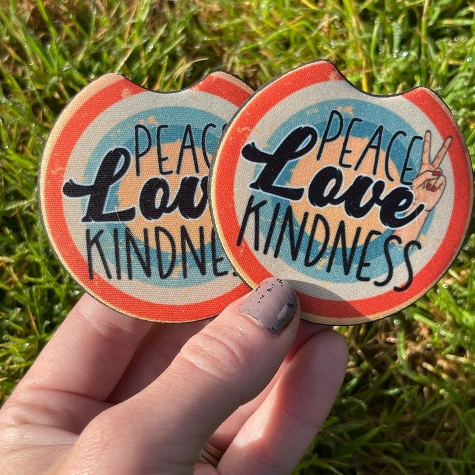 Peace Love & Kindness Car Coaster Set | Car Accessories