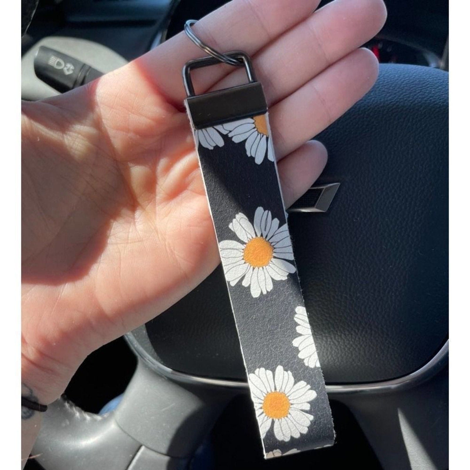 Floral Leather Key Fob Set | Custom Acrylic Keychain
