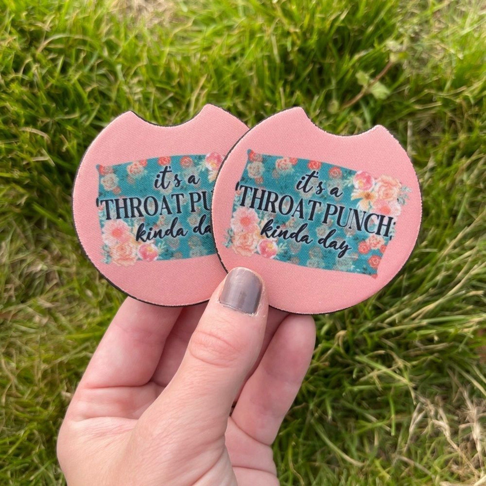 Throat Punch Kinda Day Car Coaster Set | Car Accessories