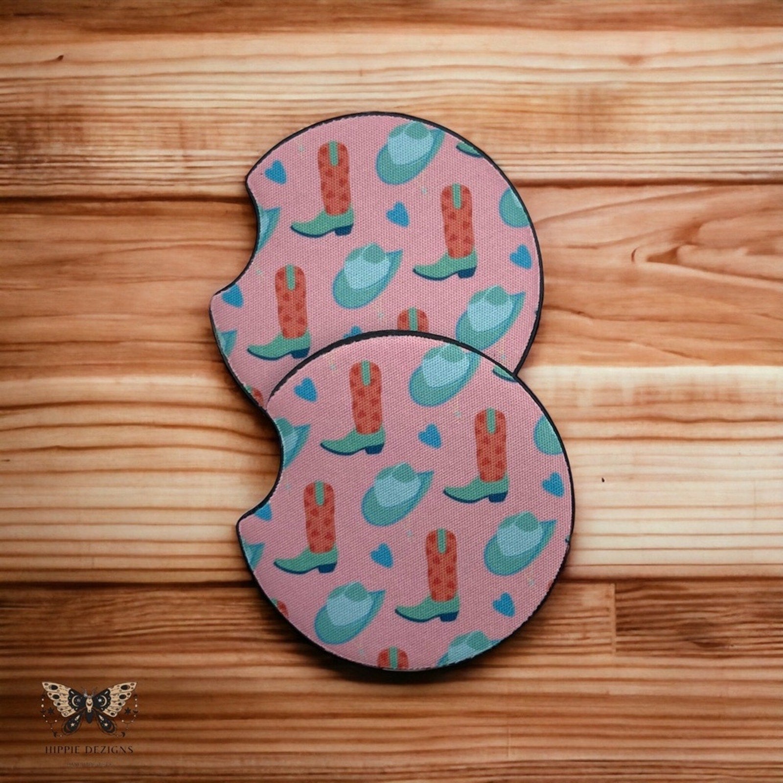 Pink Western Car Coaster Set | Fall Car Coaster Set | Cowgirl Gift