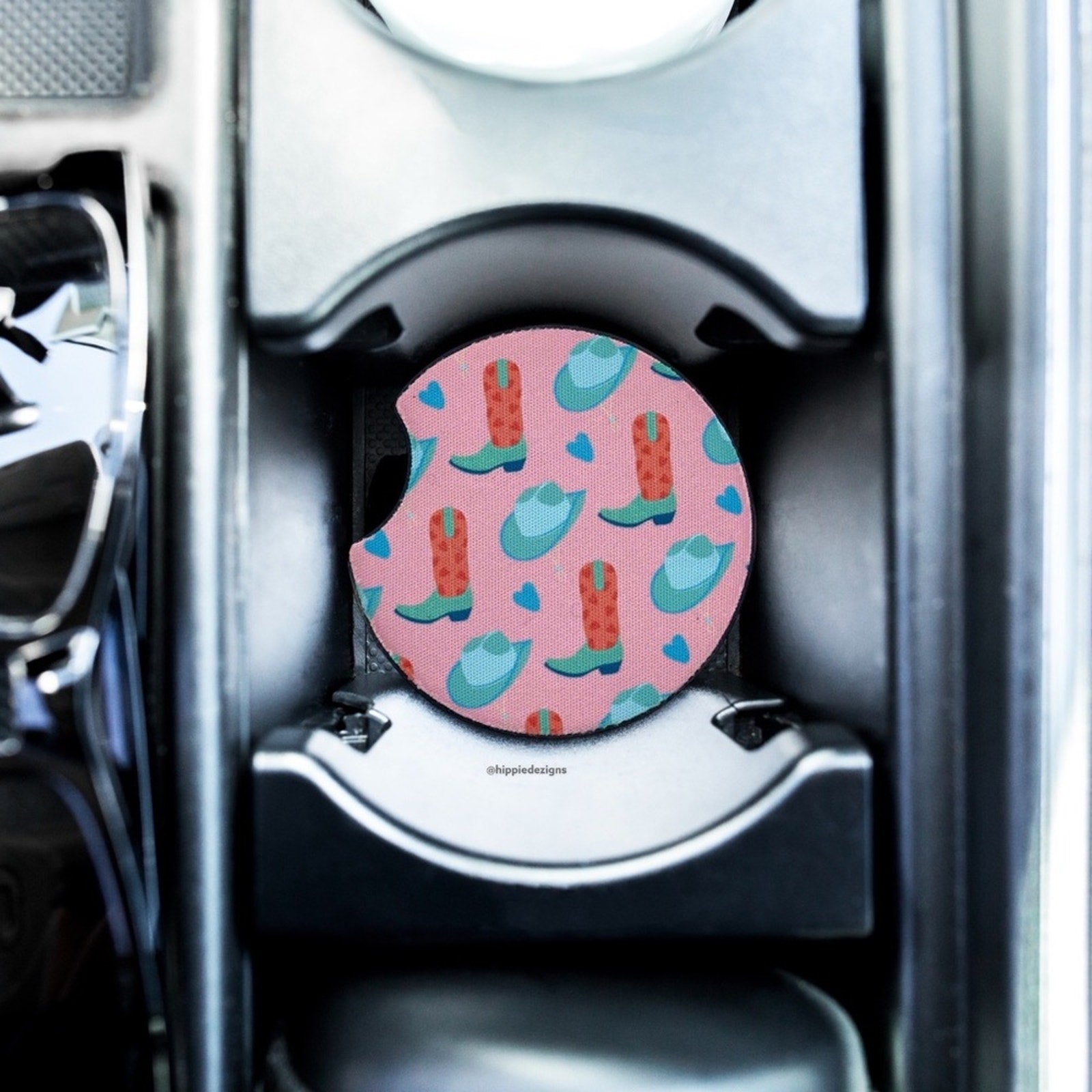 Pink Western Car Coaster Set | Fall Car Coaster Set | Cowgirl Gift