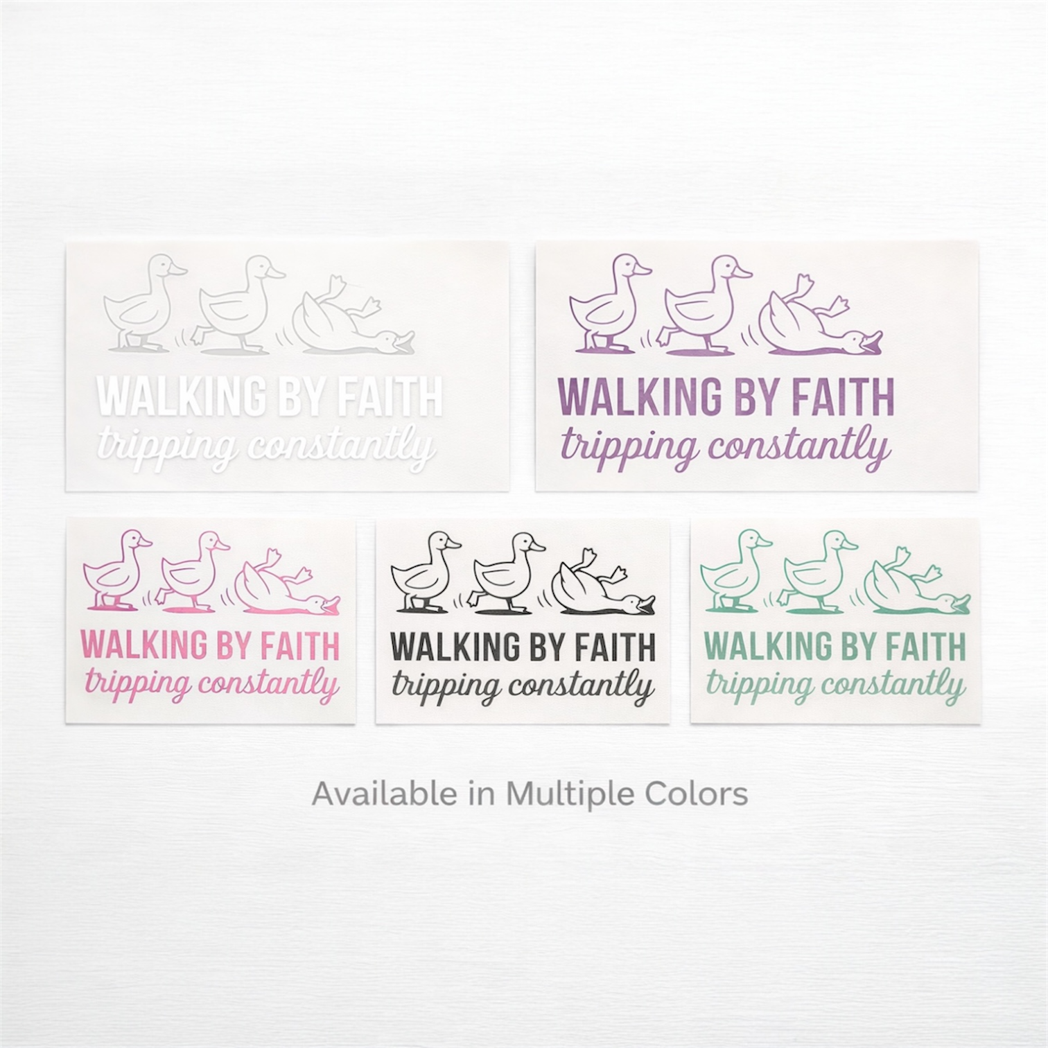 Walking By Faith Tripping Constantly Duck Decal | Funny Christian Vinyl Sticker | Car Window Laptop Tumbler Faith Decal