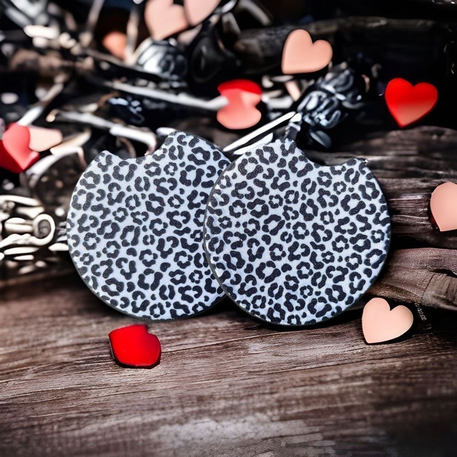 Snow Leopard Car Coaster 2 Pack