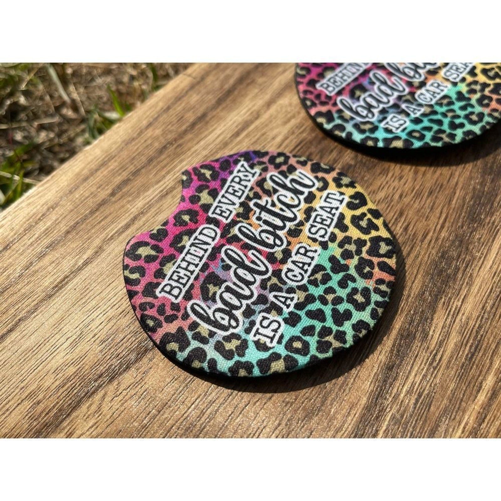 Behind Every Mom Is A Car Seat Animal Print Car Coasters | Car Accessories
