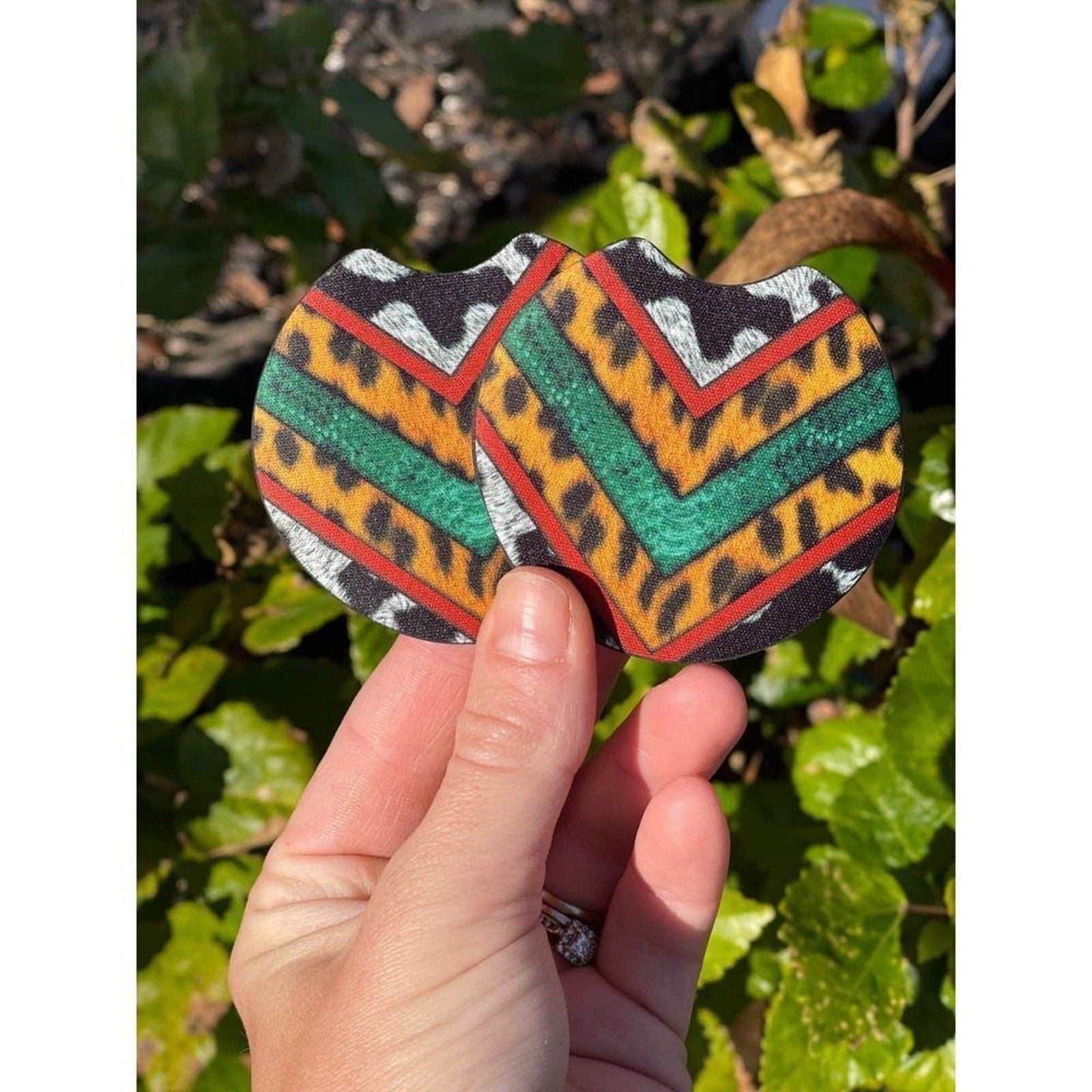 Western Animal Print Coaster Set | Car Accessories