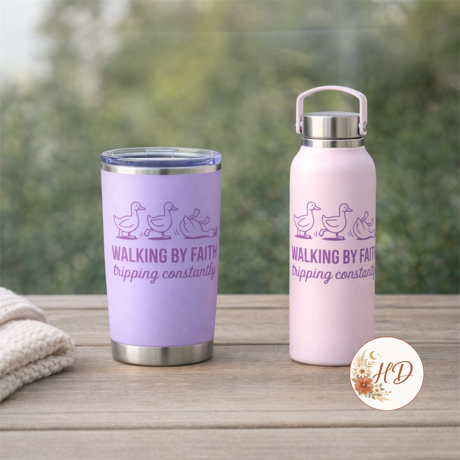 Walking By Faith Tripping Constantly Duck Decal | Funny Christian Vinyl Sticker | Car Window Laptop Tumbler Faith Decal