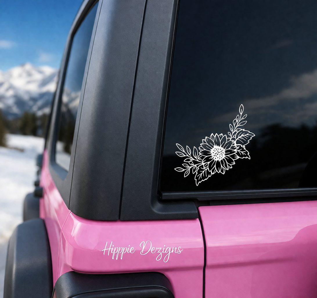 Boho Sunflower Vinyl Decal | Laptop Decal | Mom Life