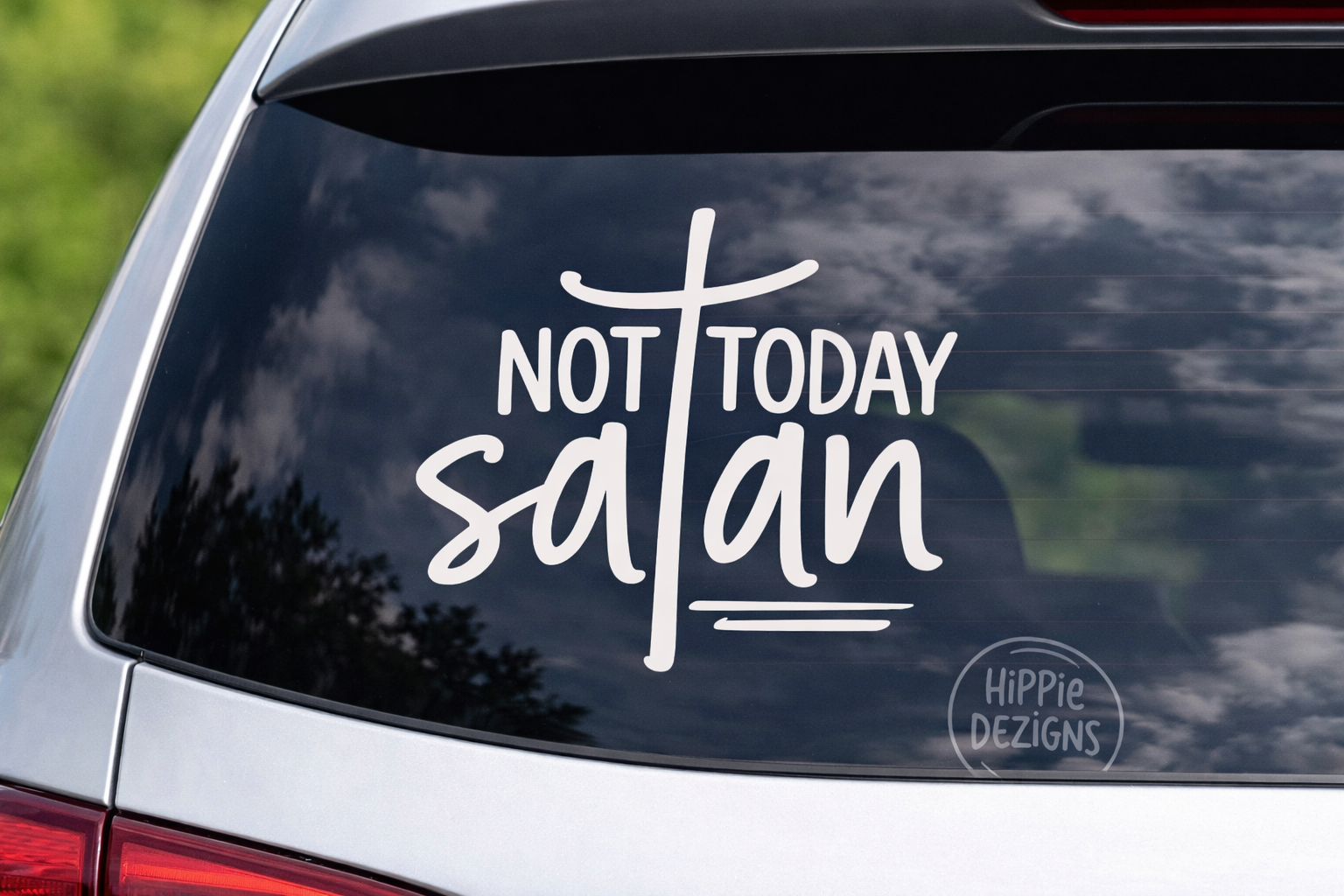 Not Today Satan Vinyl Car Decal | Faith-Based Christian Sticker | Waterproof Laptop & Tumbler Decal