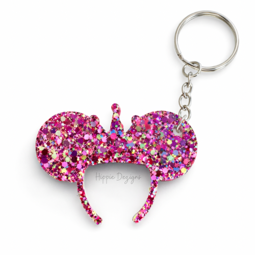 Crown Ears Glitter Keychain