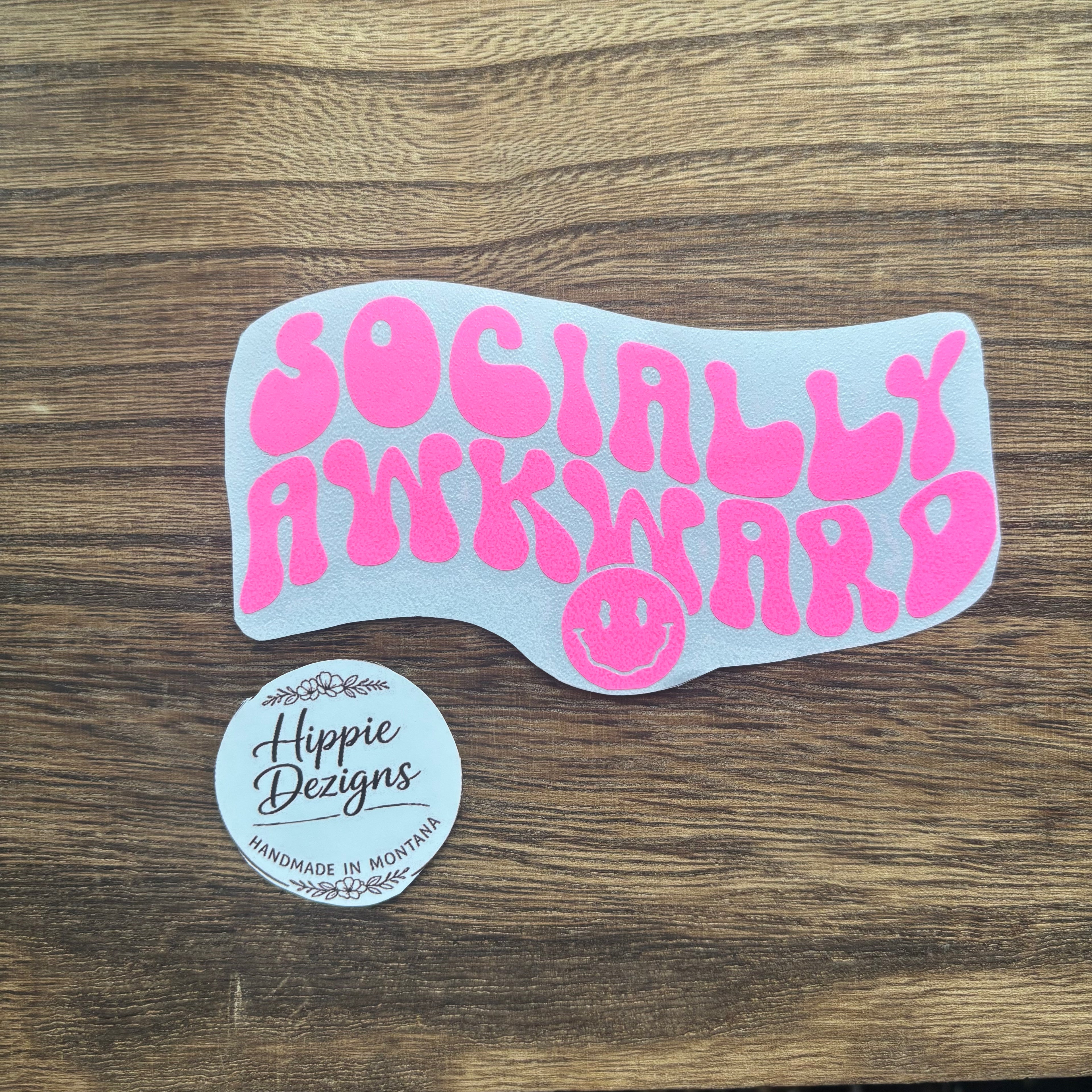 Socially Awkward Decal | Funny Car Decal | Introvert Humor Sticker | Aesthetic Retro Vinyl Decal | Laptop, Tumbler, Car Window Sticker