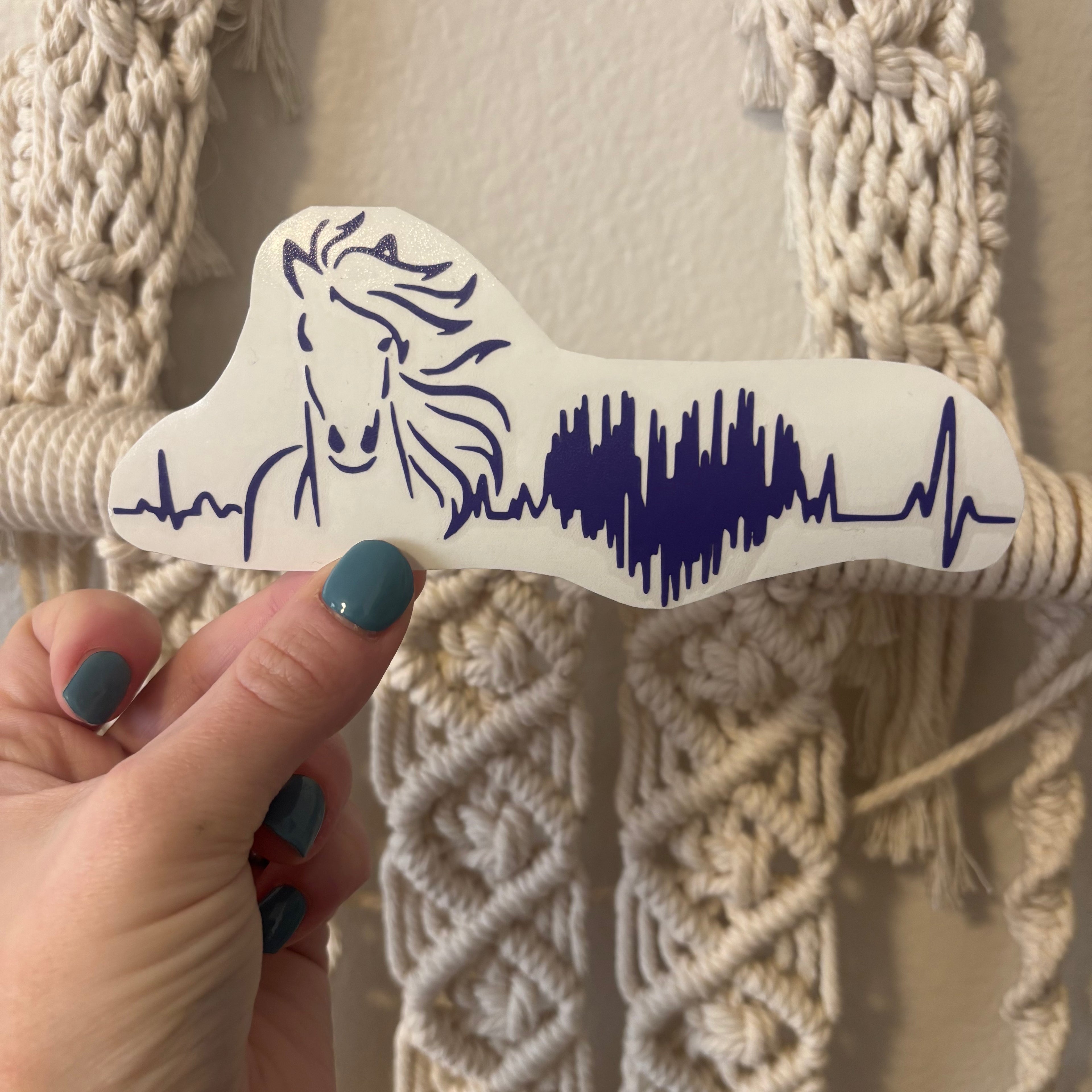 Horse Heartbeat Vinyl Decal | Horse Lover Car Sticker | EKG Horse Design | Western Horse Decal | Multiple Sizes & Colors