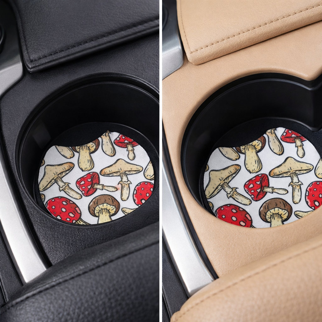 Mushroom Car Coaster Set | Mushroom Car Accessories | Mushroom Decor