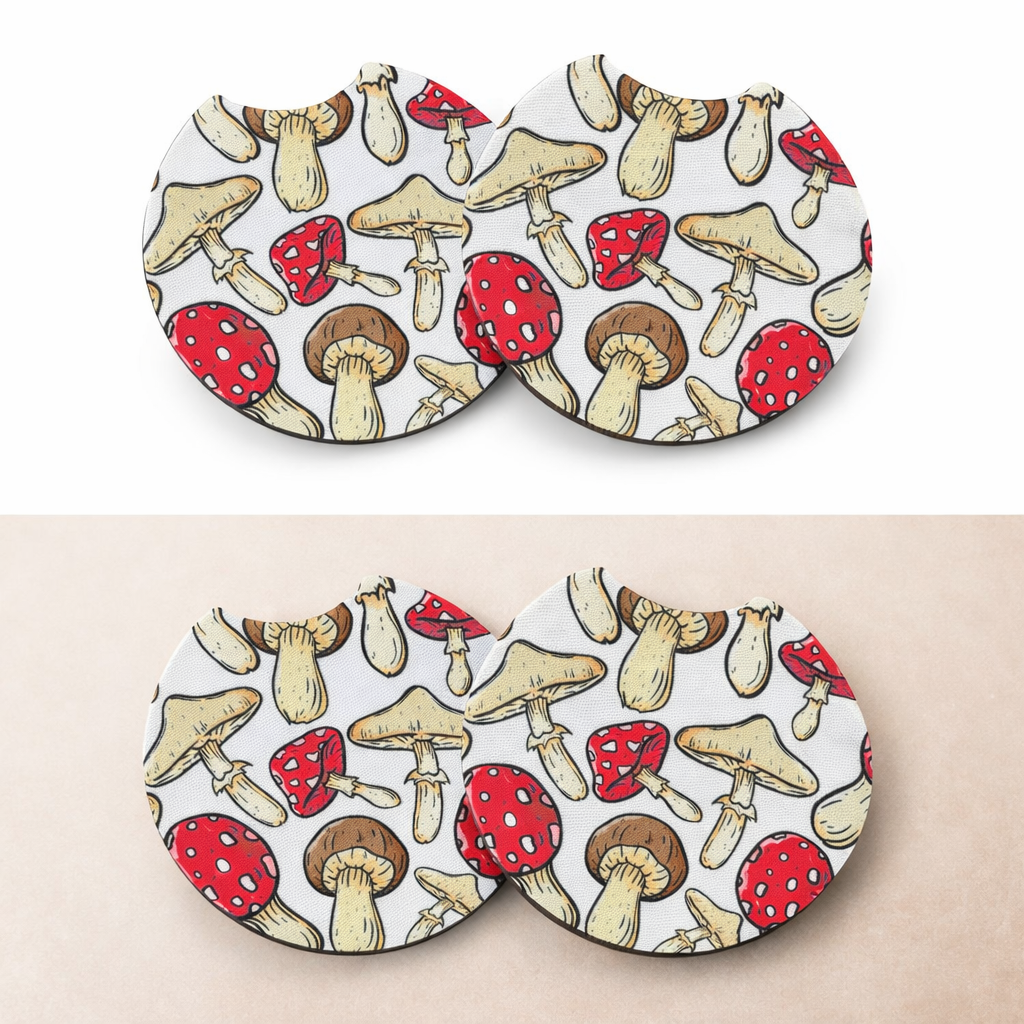 Mushroom Car Coaster Set | Mushroom Car Accessories | Mushroom Decor
