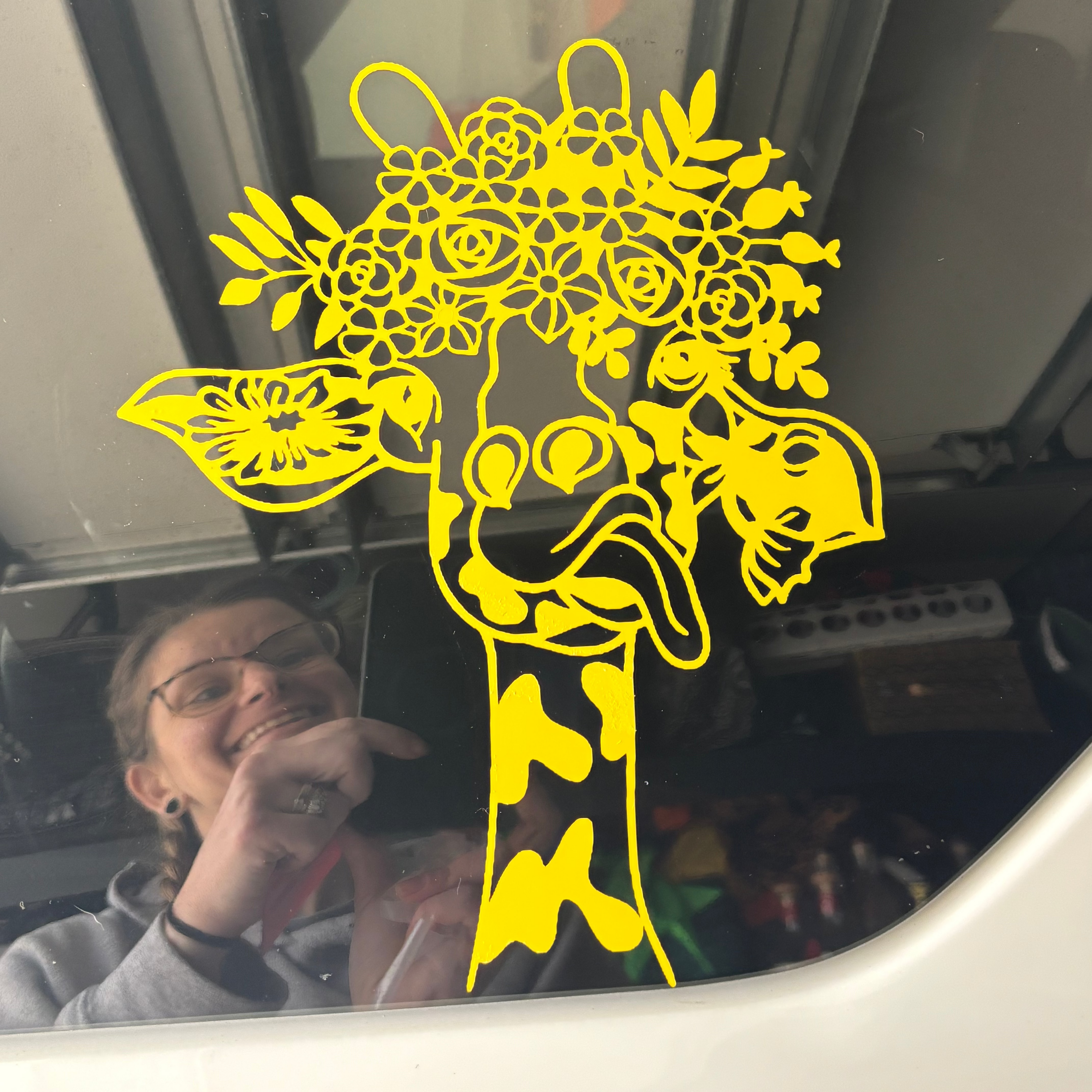 Boho Giraffe Floral Vinyl Decal | Cute Animal Car Decal | Hippie Style Sticker | Laptop, Tumbler & Window Decal | Multiple Sizes & Colors